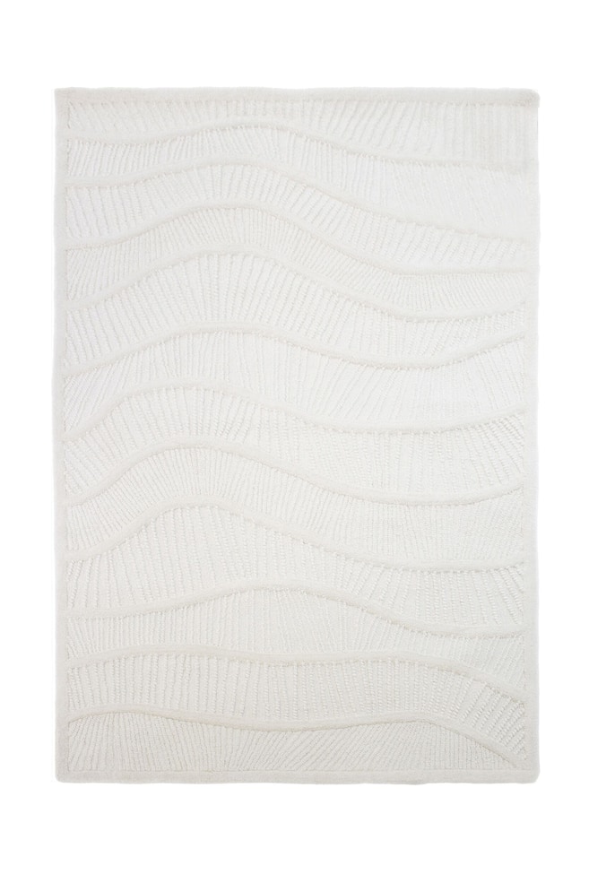 Tapis En Laine Mélangée Sculptured Wave  - Blanc - 1