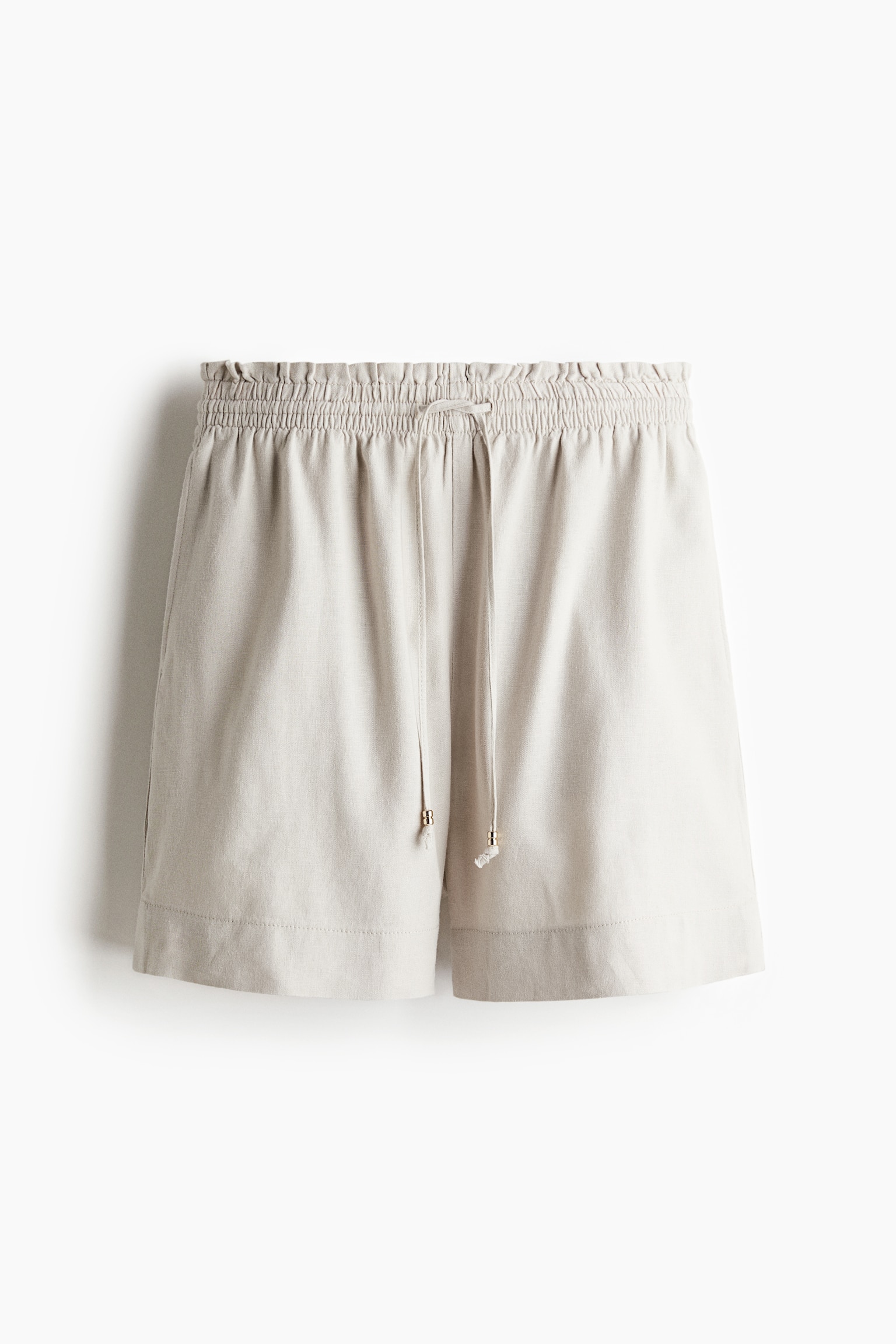 Женские шорты H&M Linen-Blend Drawstring, цвет: Бежевый — фото 1
