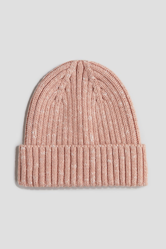 Rib-knit cotton beanie - Dark peach - 1