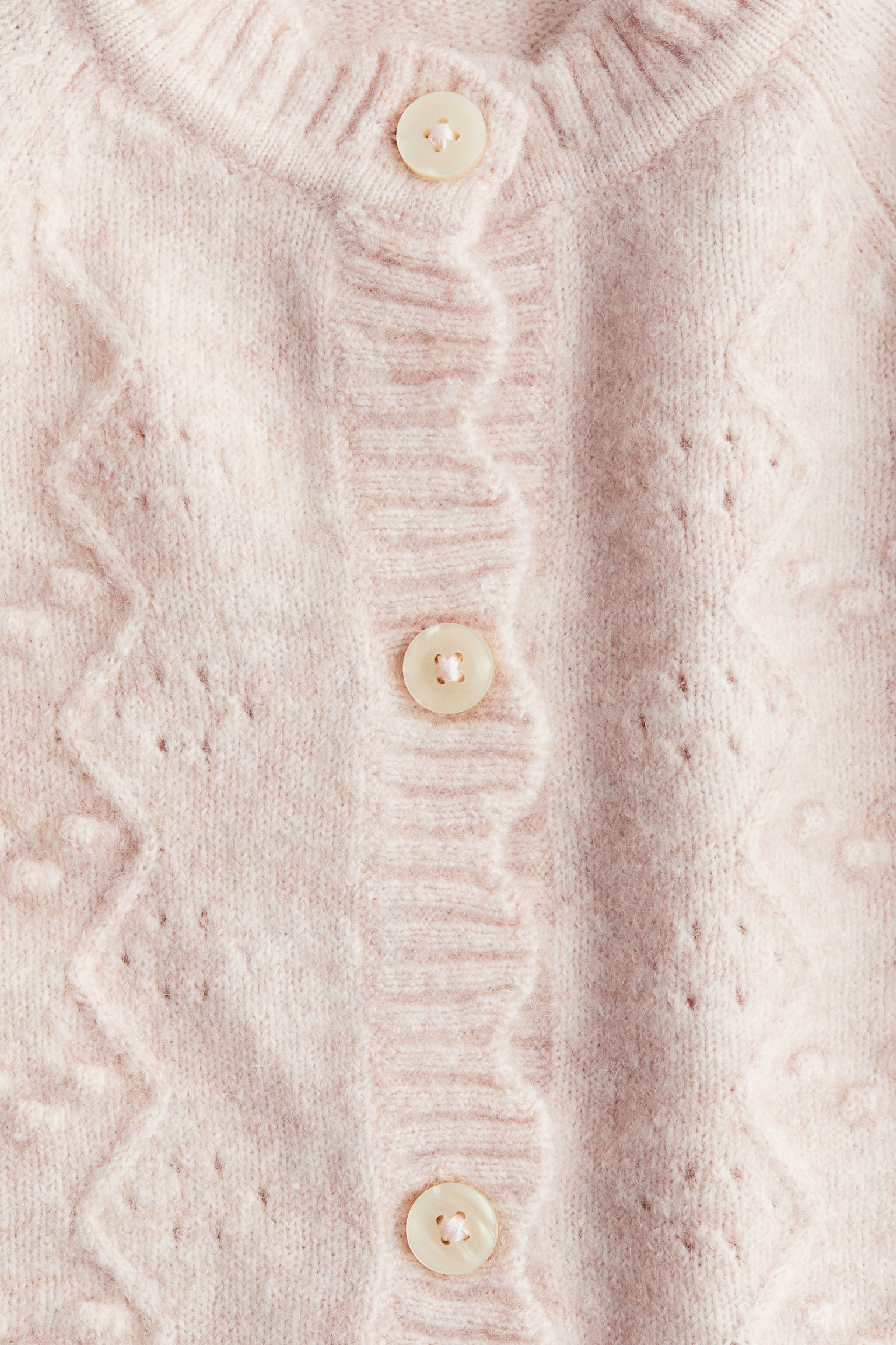 Scalloped knitted cardigan - Light pink/Red - 2