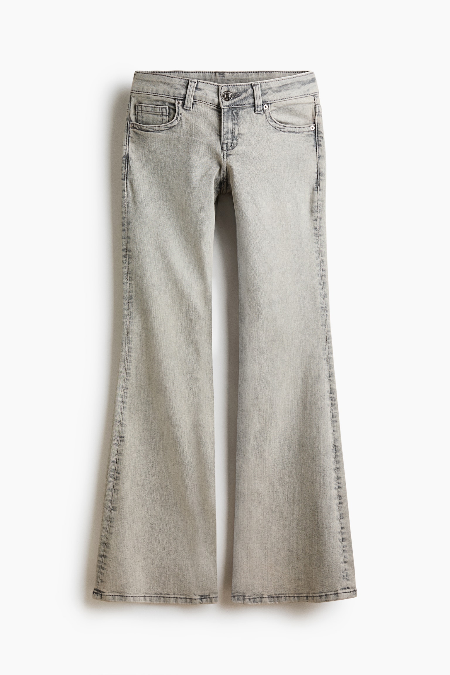 Flared Low Waist Jeans-Grey - 2