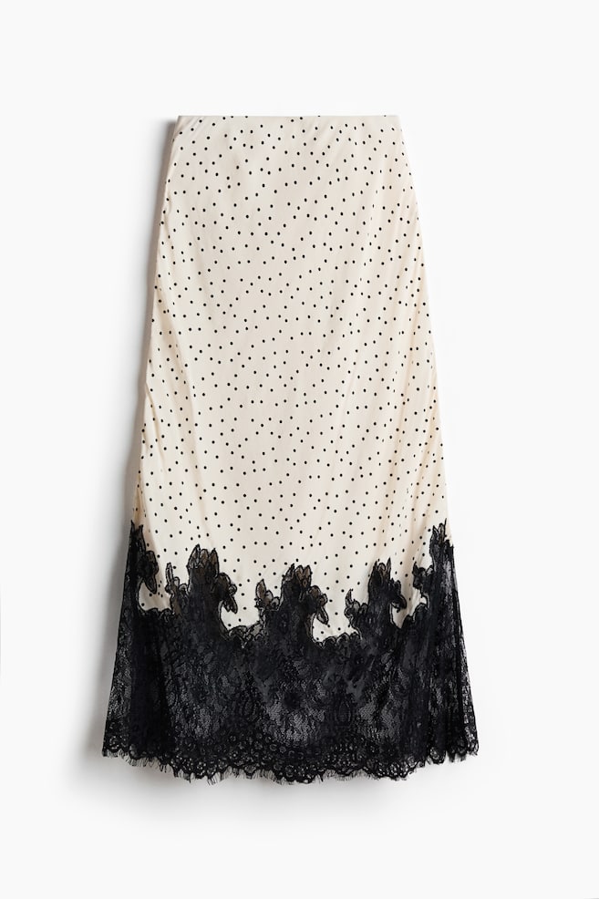 Lace-Trimmed Skirt - Cream/polka dot/Light dusty blue/Black - 1