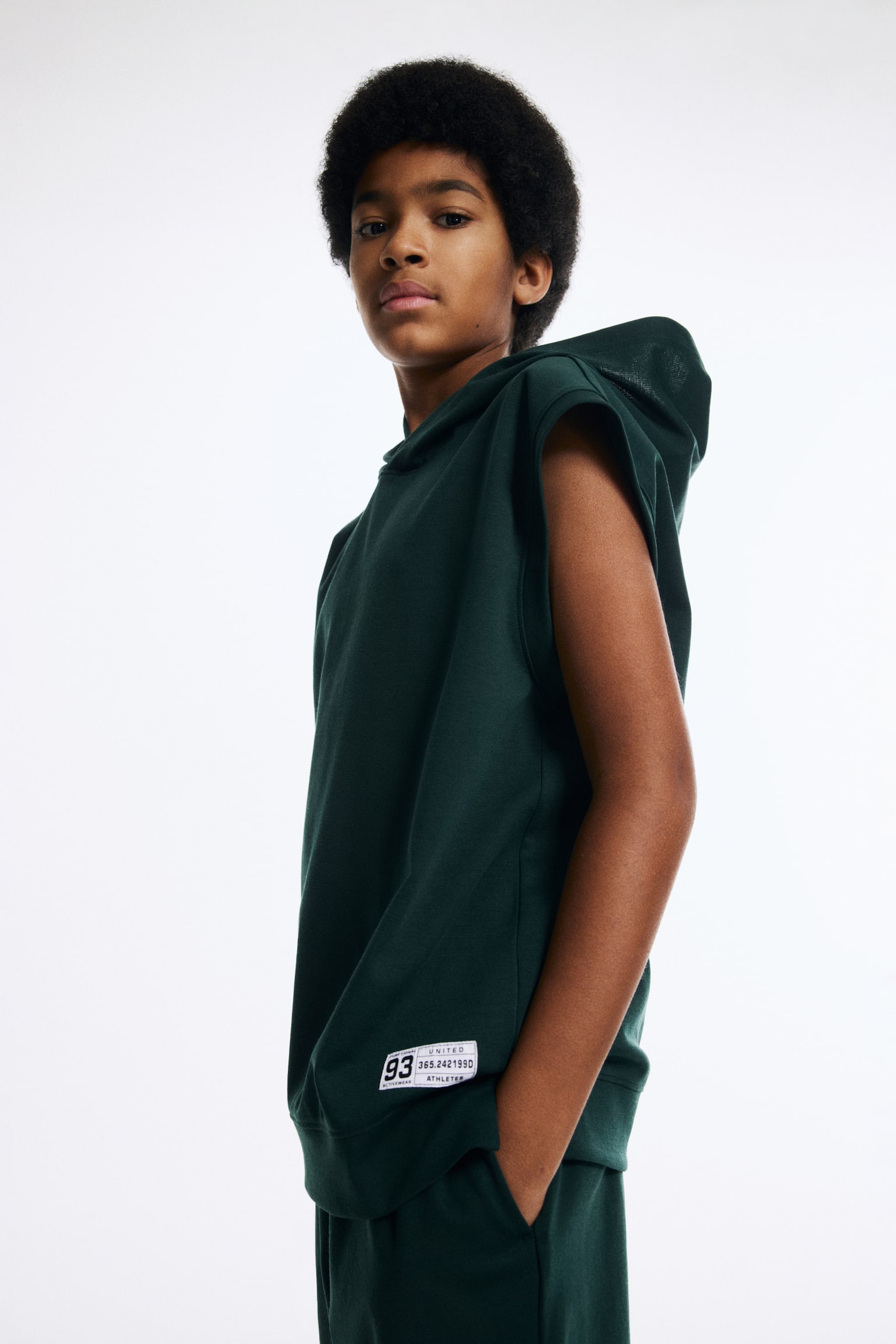 Sleeveless Sports Hoodie and Shorts with DryMove™ - Dark green/Light gray - 2