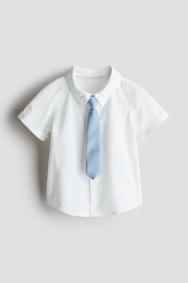 Ensemble 2 pièces avec chemise et cravate - Blanc/bleu clair - 1