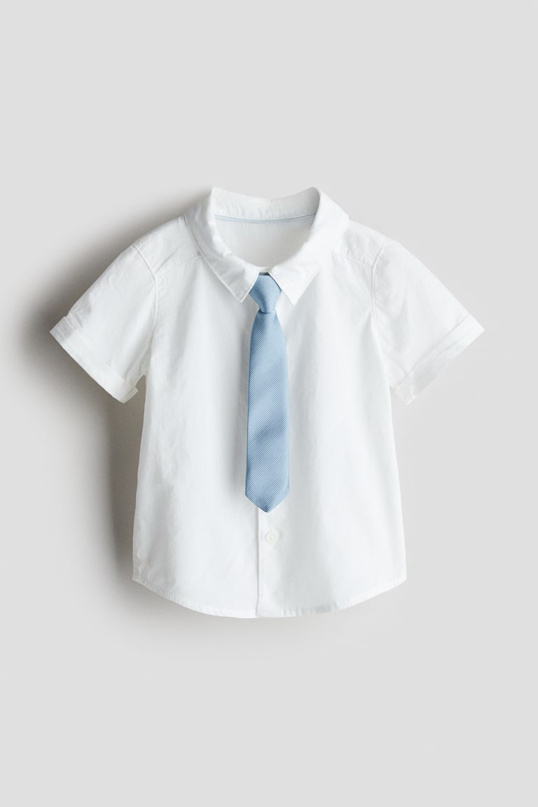 Set Camicia E Cravatta Da Uomo Cromoncent, Maniche Lunghe, Tessuto Misto Cotone Elasticizzato, Colore Azzurro, Taglia M, Con Fazzoletto - 4