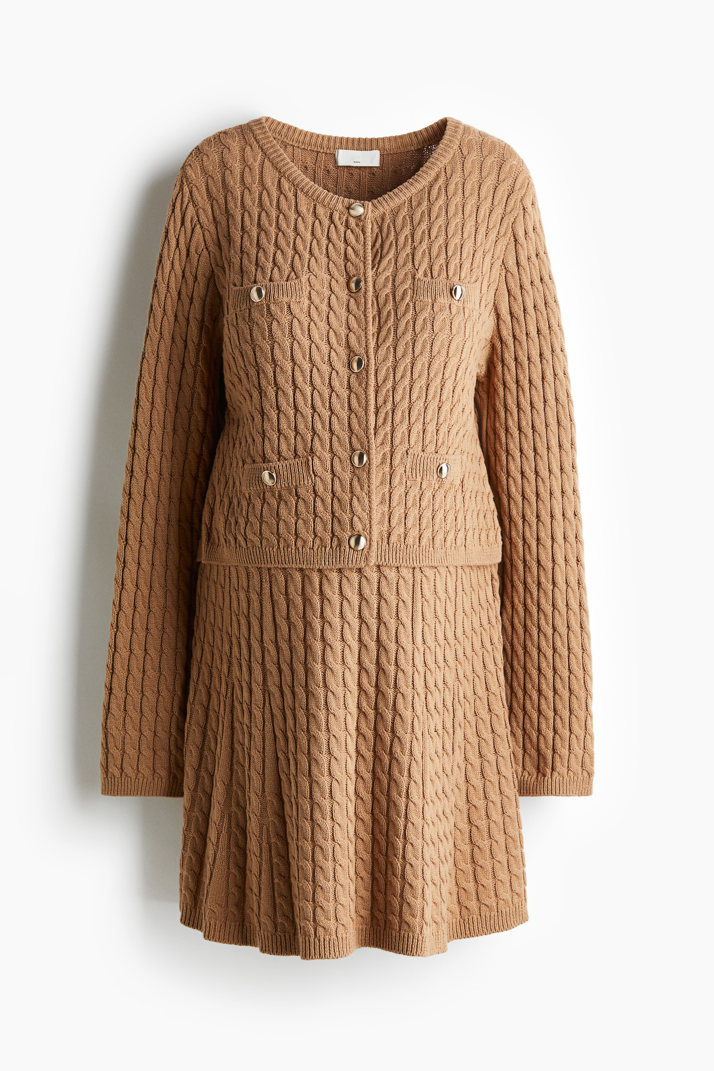 Ensemble MAMA 2 pièces en tricot torsadé - Beige foncé