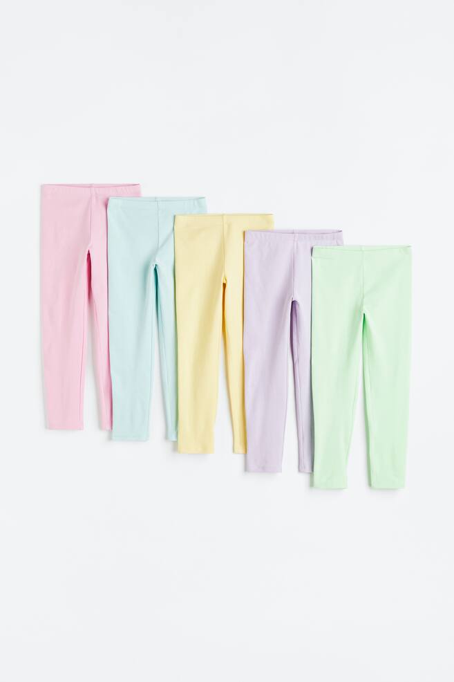 5-pack jersey leggings - Light green/Light pink/Navy blue/Floral/Dark beige-pink/Leopard print/Grey marl/Dark grey/dc/dc/dc/dc/dc/dc/dc - 1