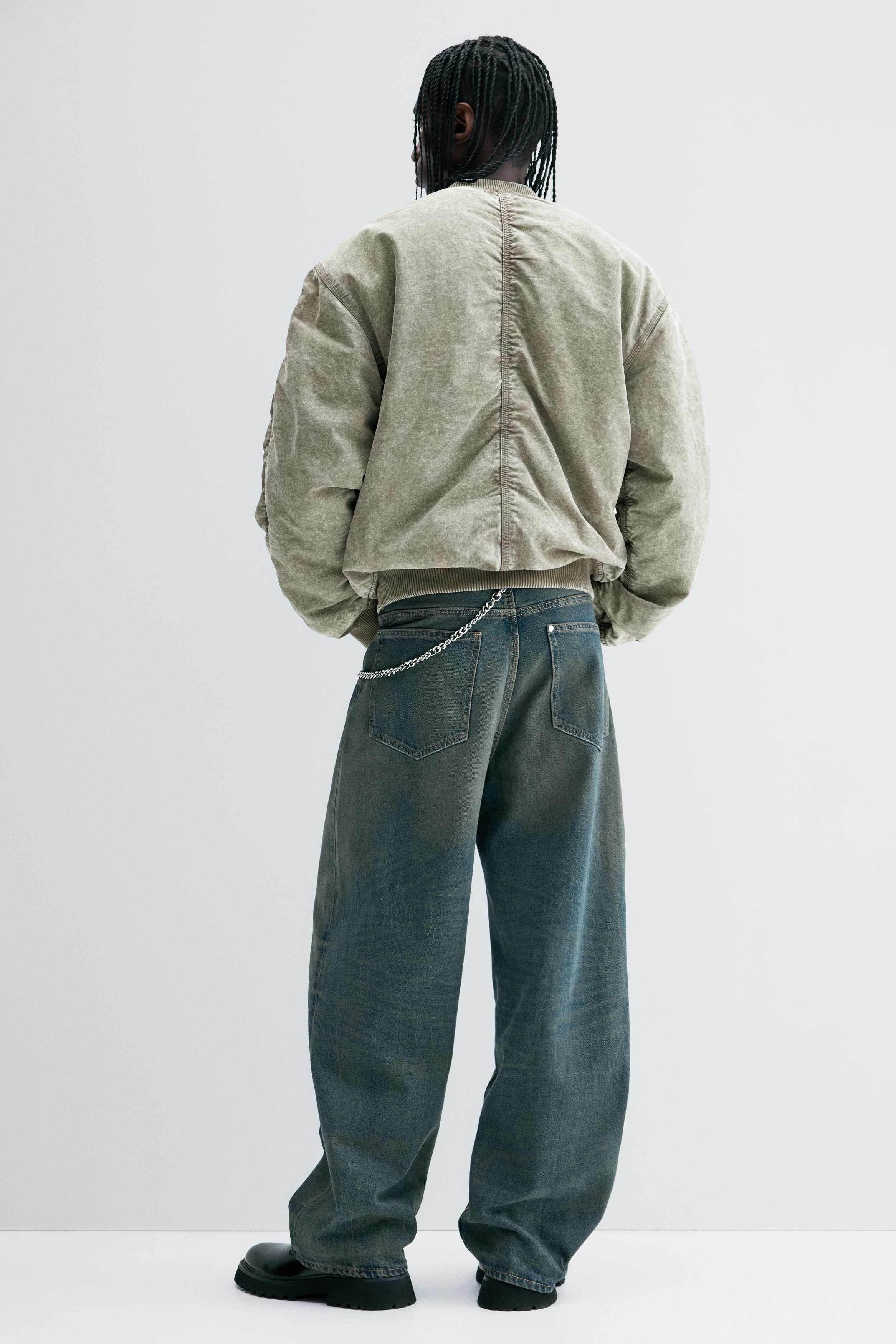 ジャケット・アウター h-man ウォッシュドフライトジャケット - ダスティグリーン - Men | H&M JP