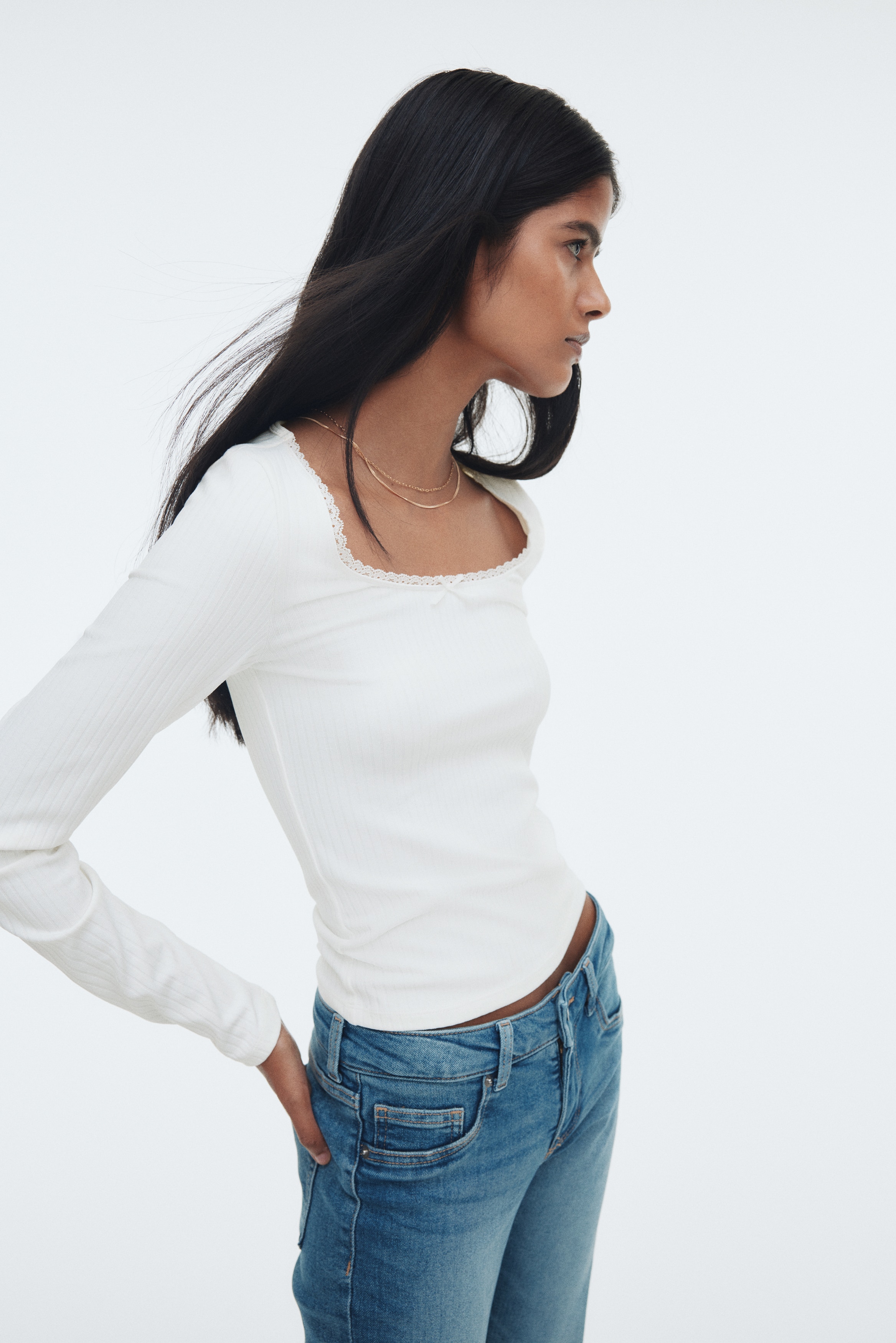 Ribbed jersey top