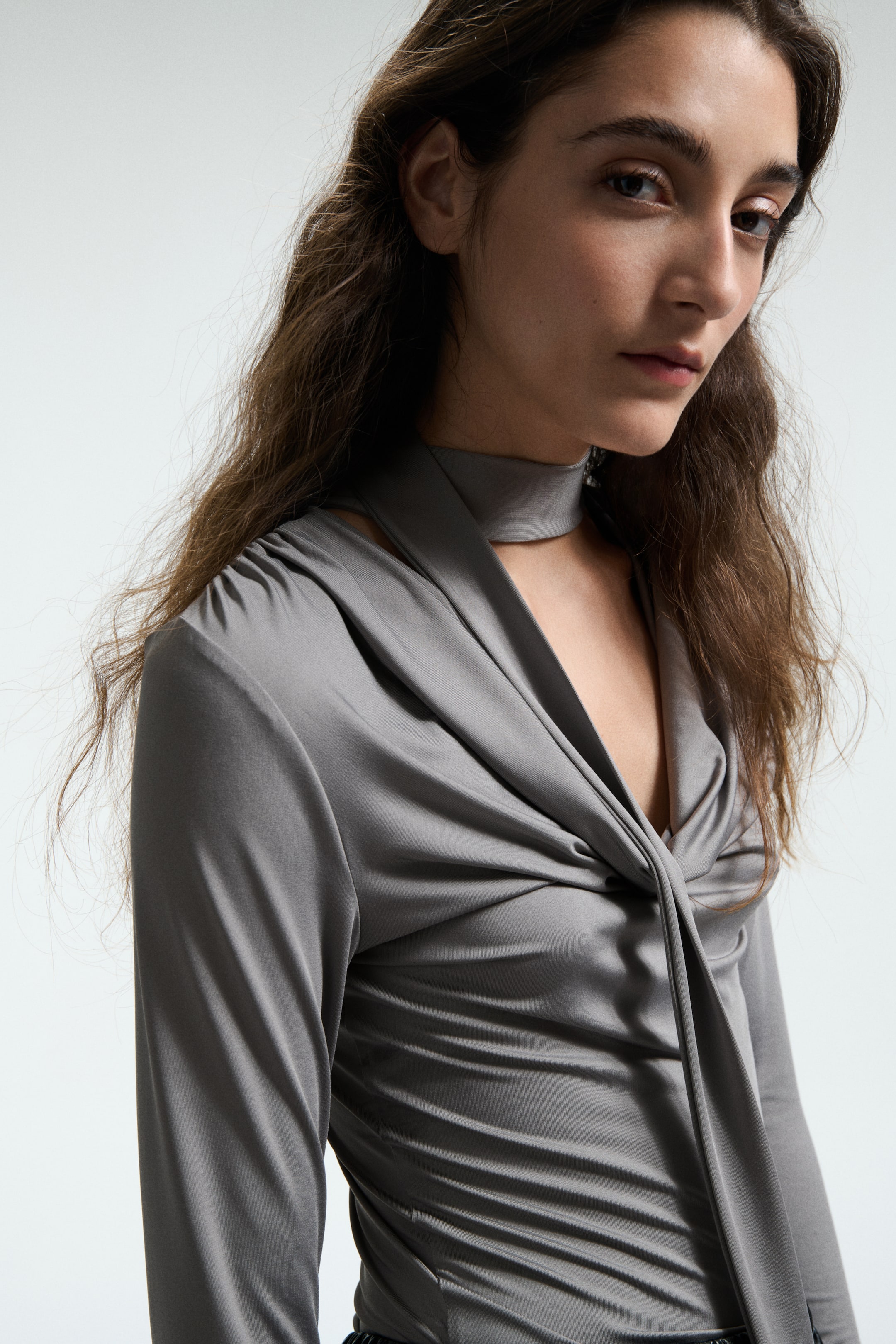 View larger image: Scarf-detail top - Gray - Ladies | H&M CA 2