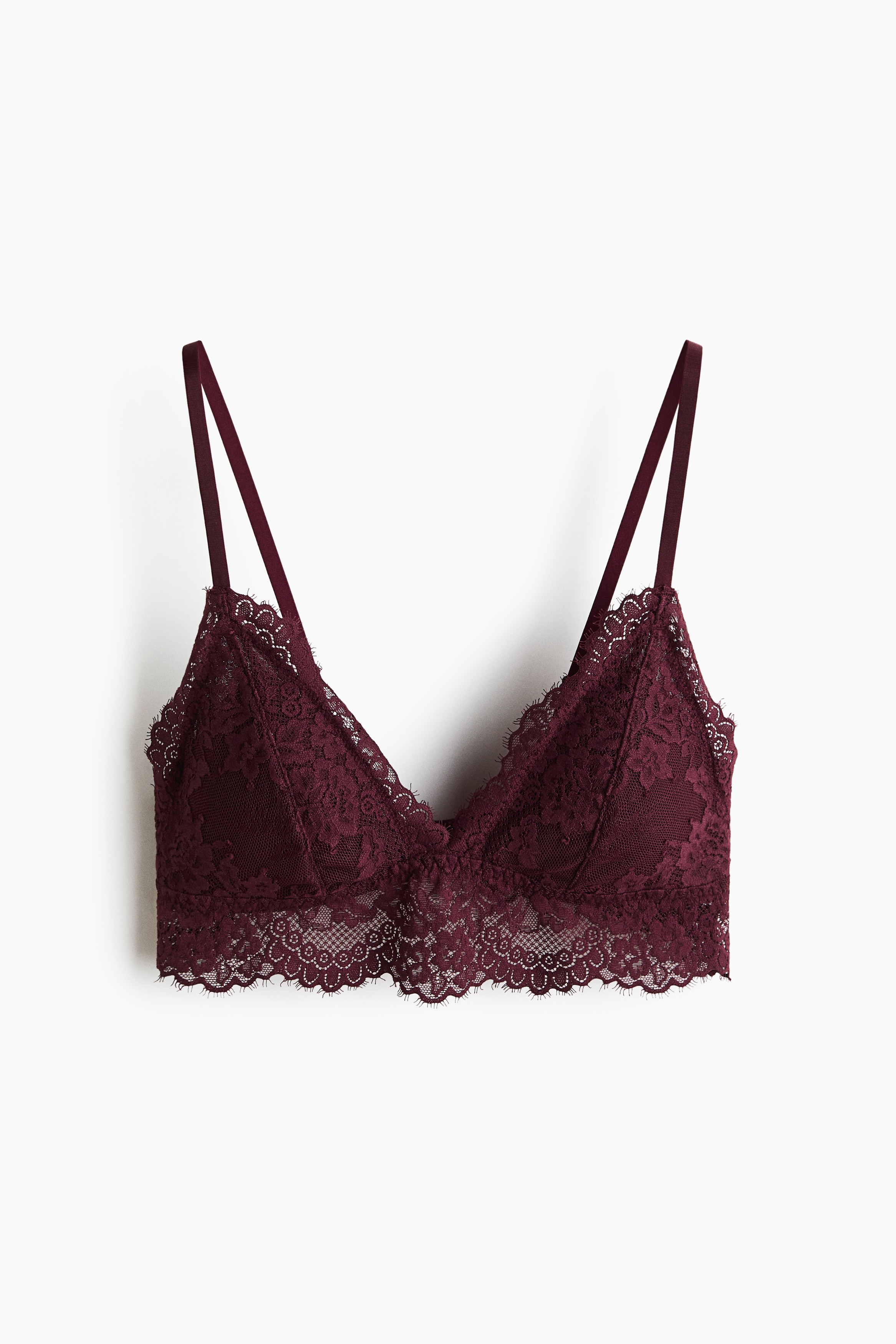 Padded soft lace bra - Burgundy/Pale beige/Black