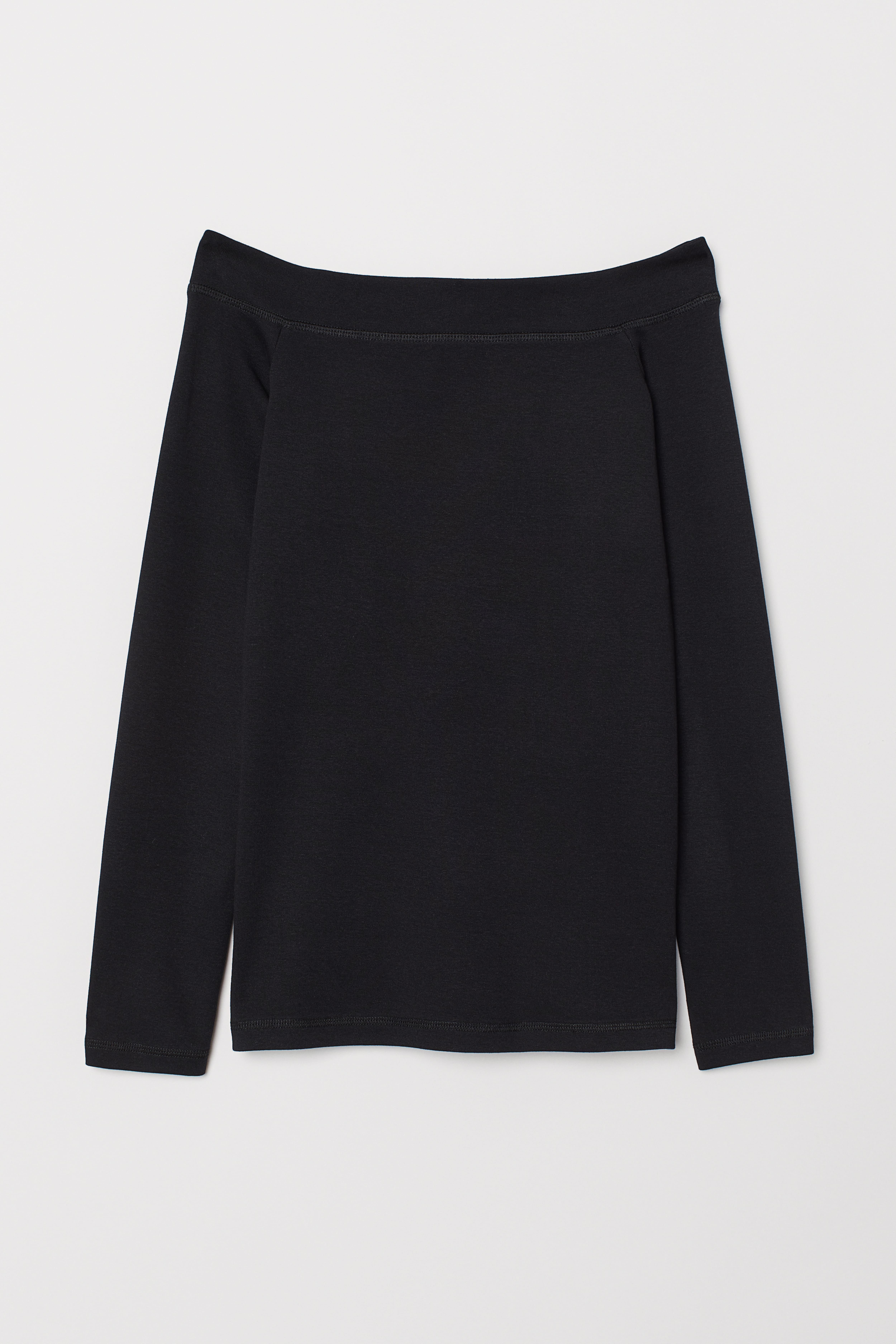 Off the shoulder black top h&m best sale