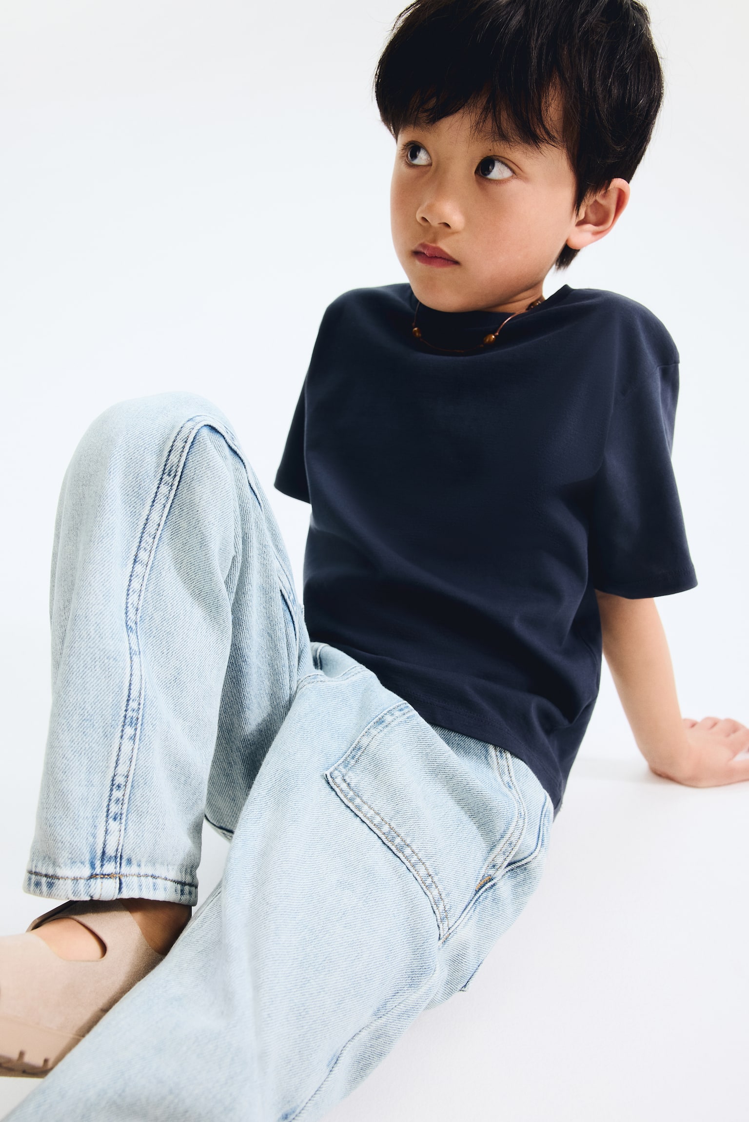 Детские джинсы H&M Cotton Denim Pants, цвет: Светлый джинсовый синий — фото 3