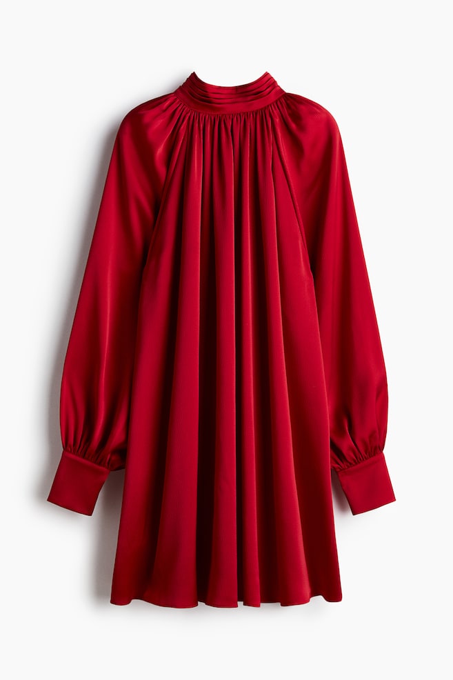Scarf-detail satin dress - Red - 1