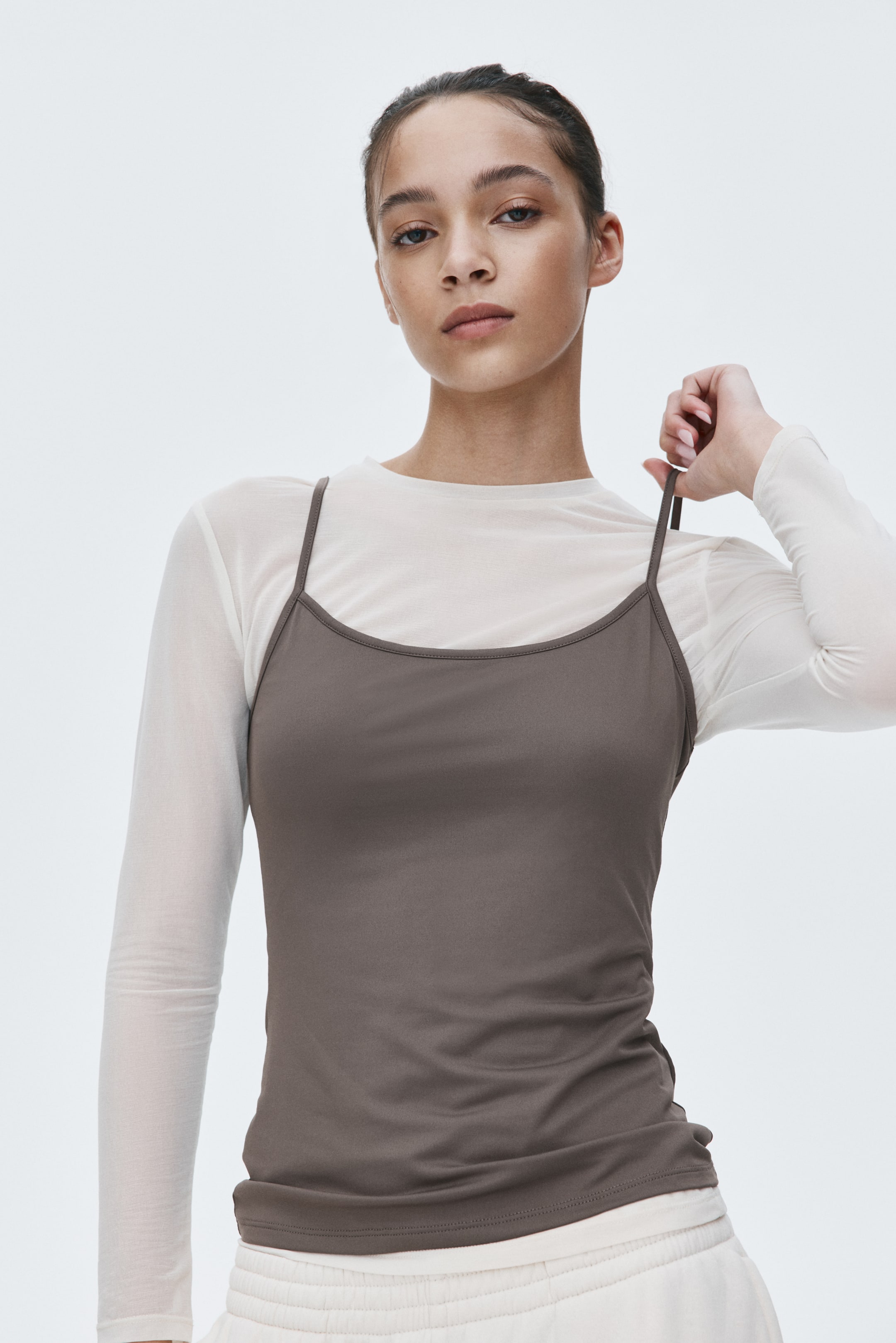 Haut en microfibre avec bretelles fines