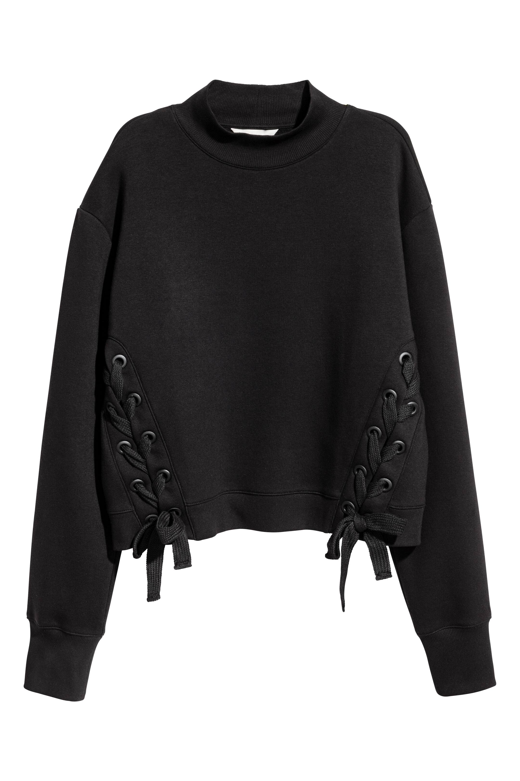 View larger image: Sweatshirt with lacing - Black - Ladies | H&M GB 1