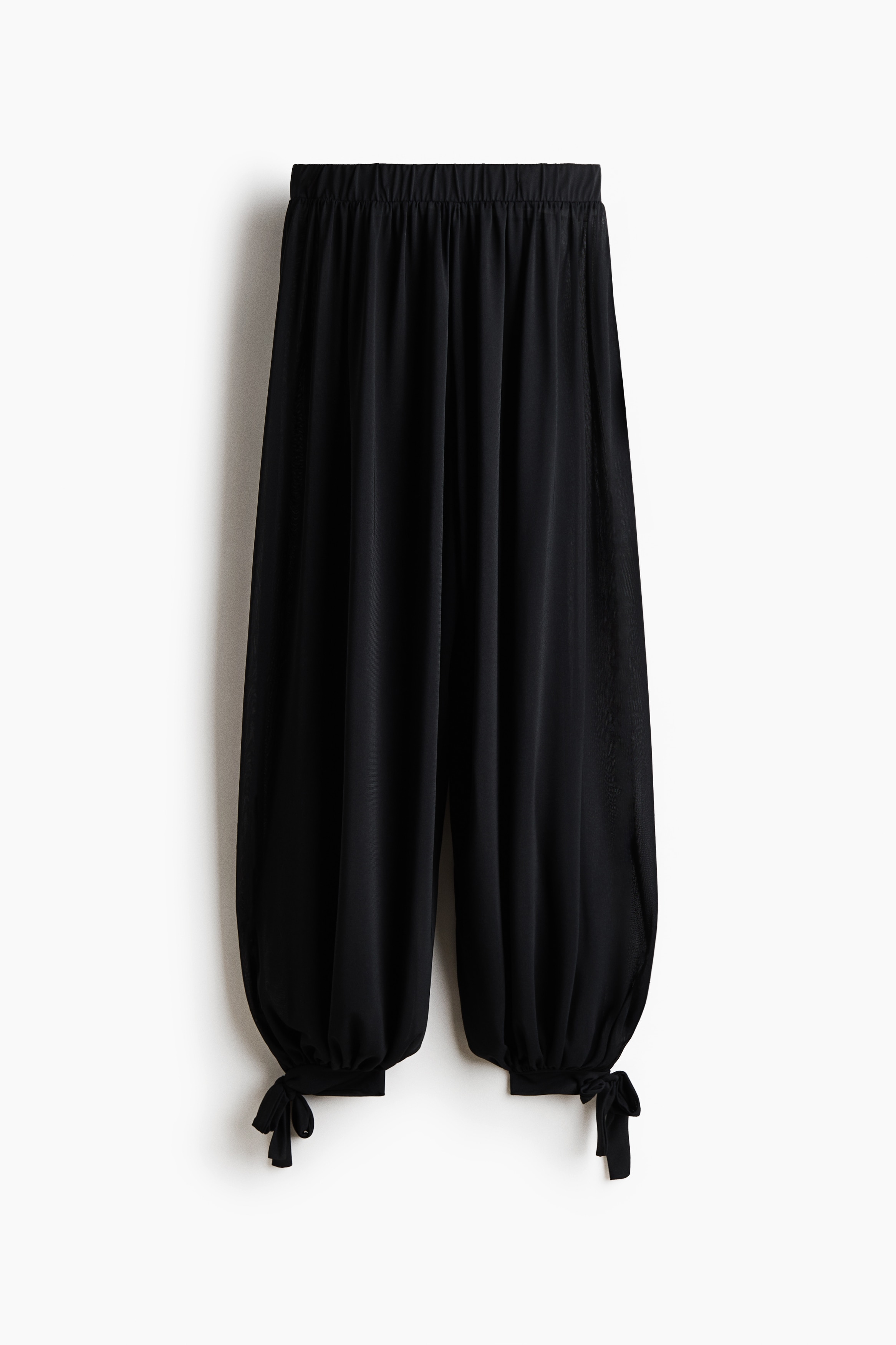 Tie-detail balloon trousers - Black