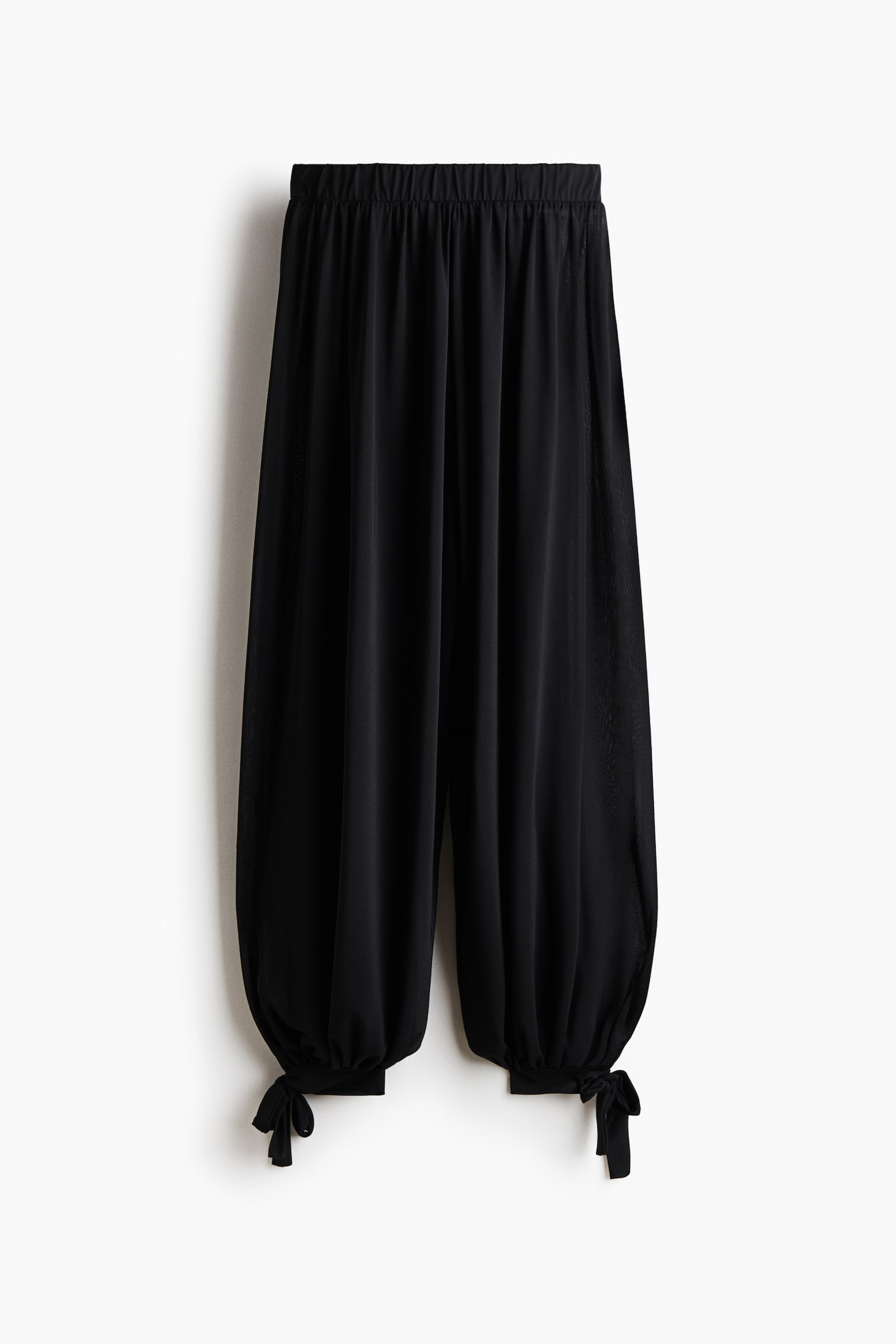Tie-Detail Balloon-Leg Pants - Black - 1