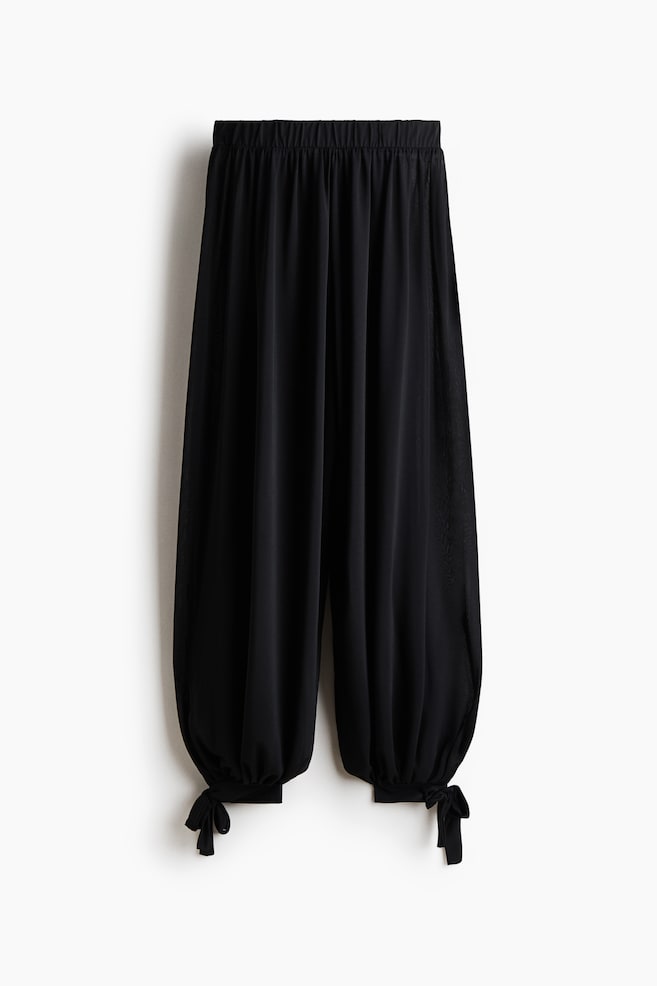 Tie-Detail Balloon-Leg Pants - Black - 1