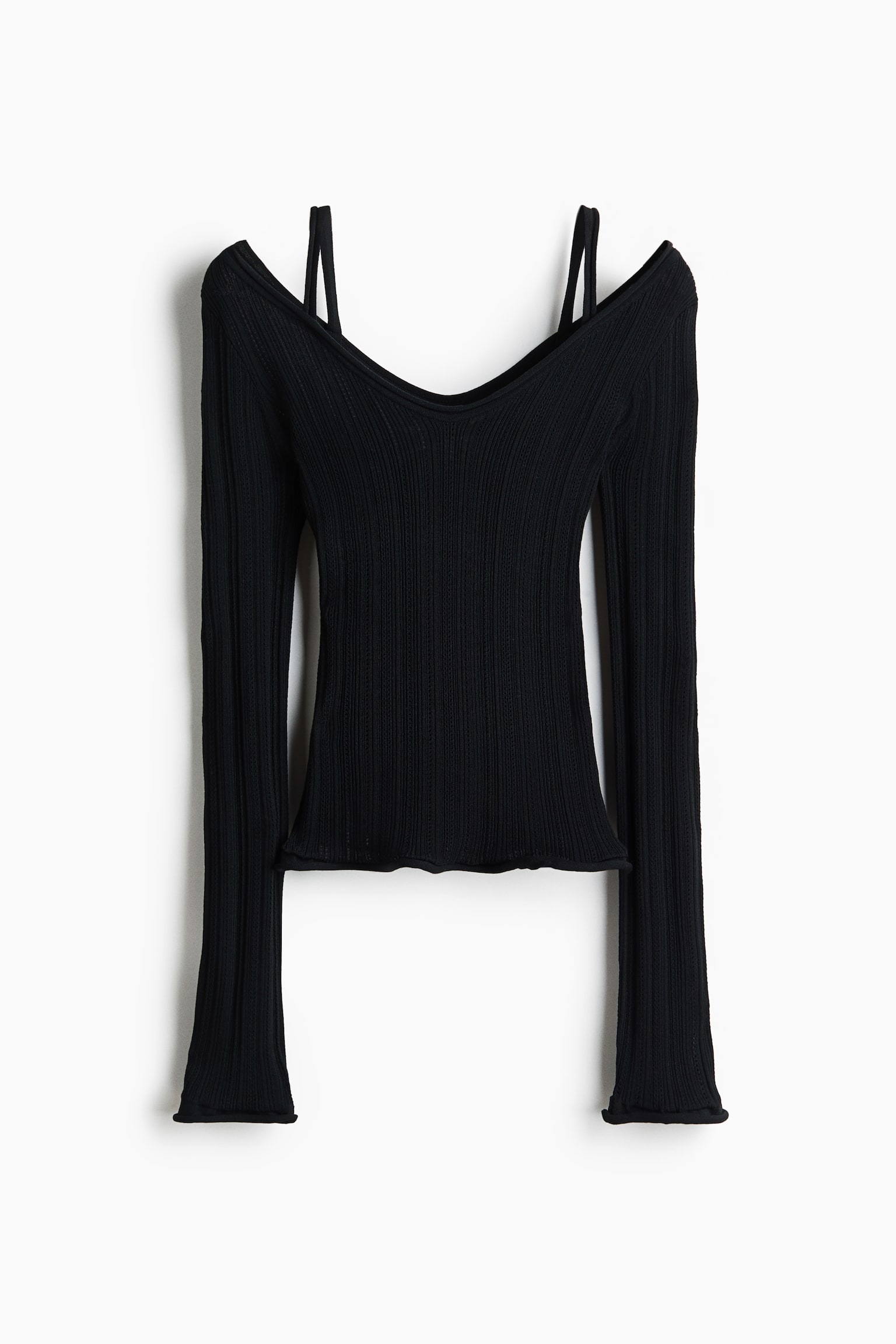 Женский топ H&M Rib-Knit Top, цвет: Чёрный — фото 1