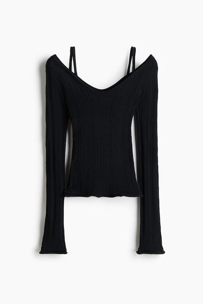 Rib-Knit Top - Black - 1