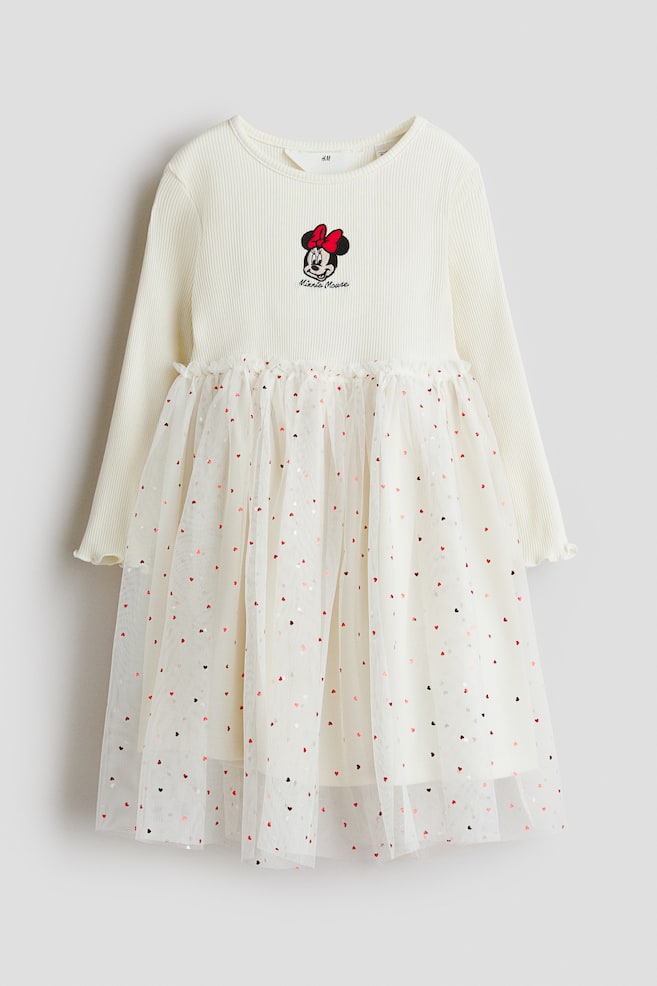 Motif-detail tulle dress - White/Minnie Mouse - 1