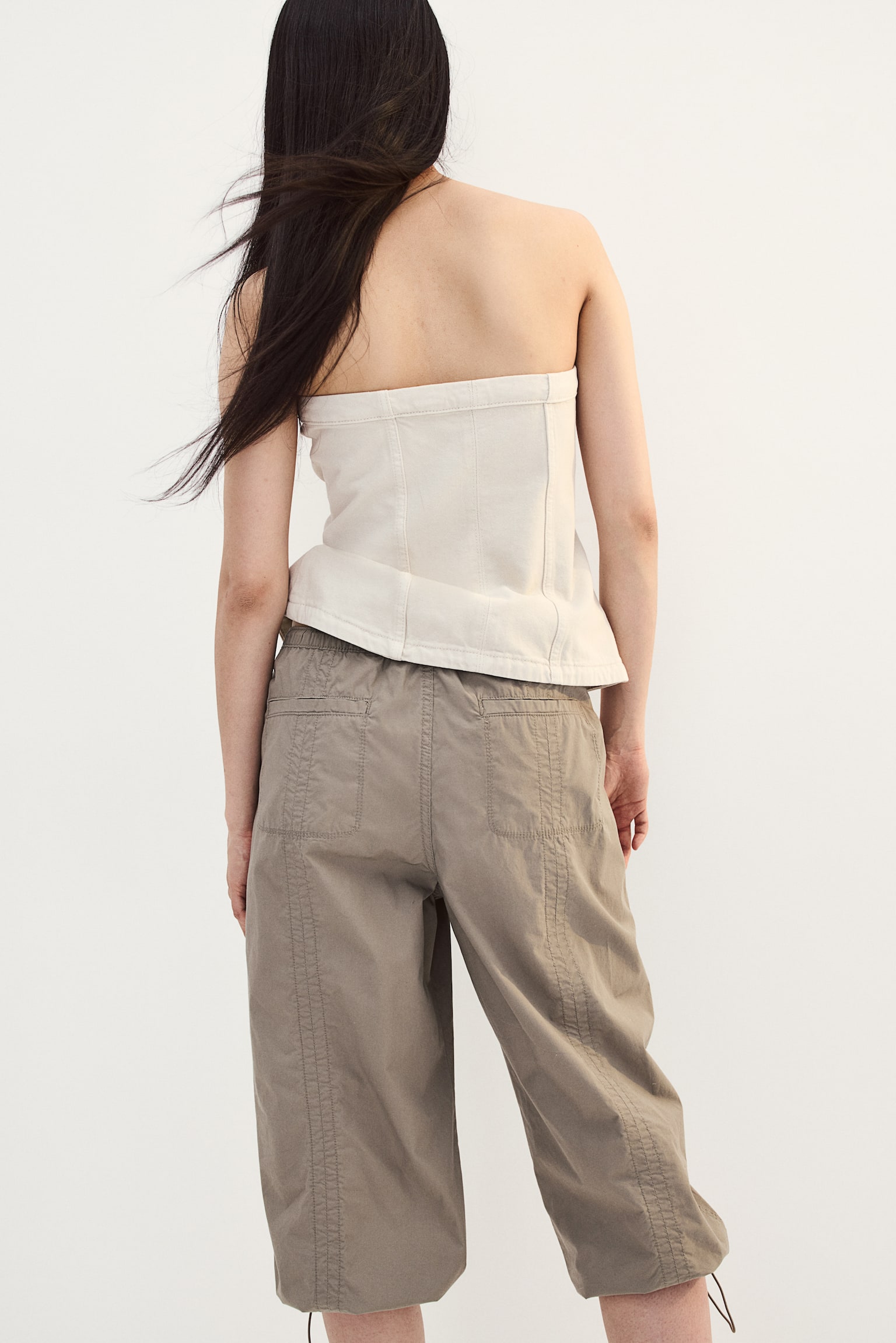 Cargo Capri trousers - Greige/White - 5