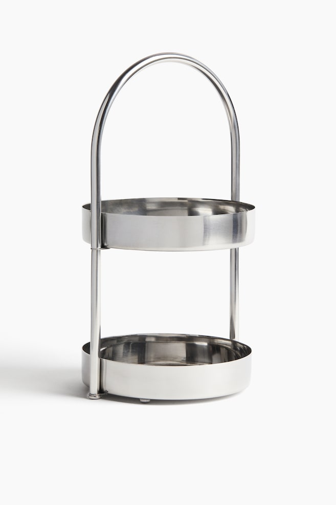 Two-tiered Tray - Silver-colored/Light beige/Black - 1