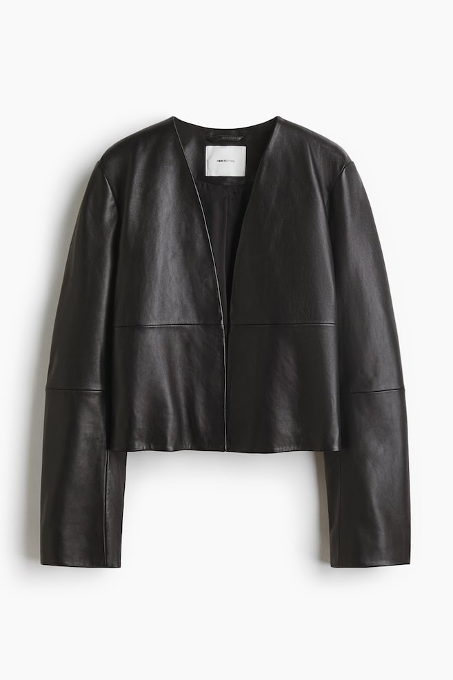 Veste courte en cuir - Noir - 1