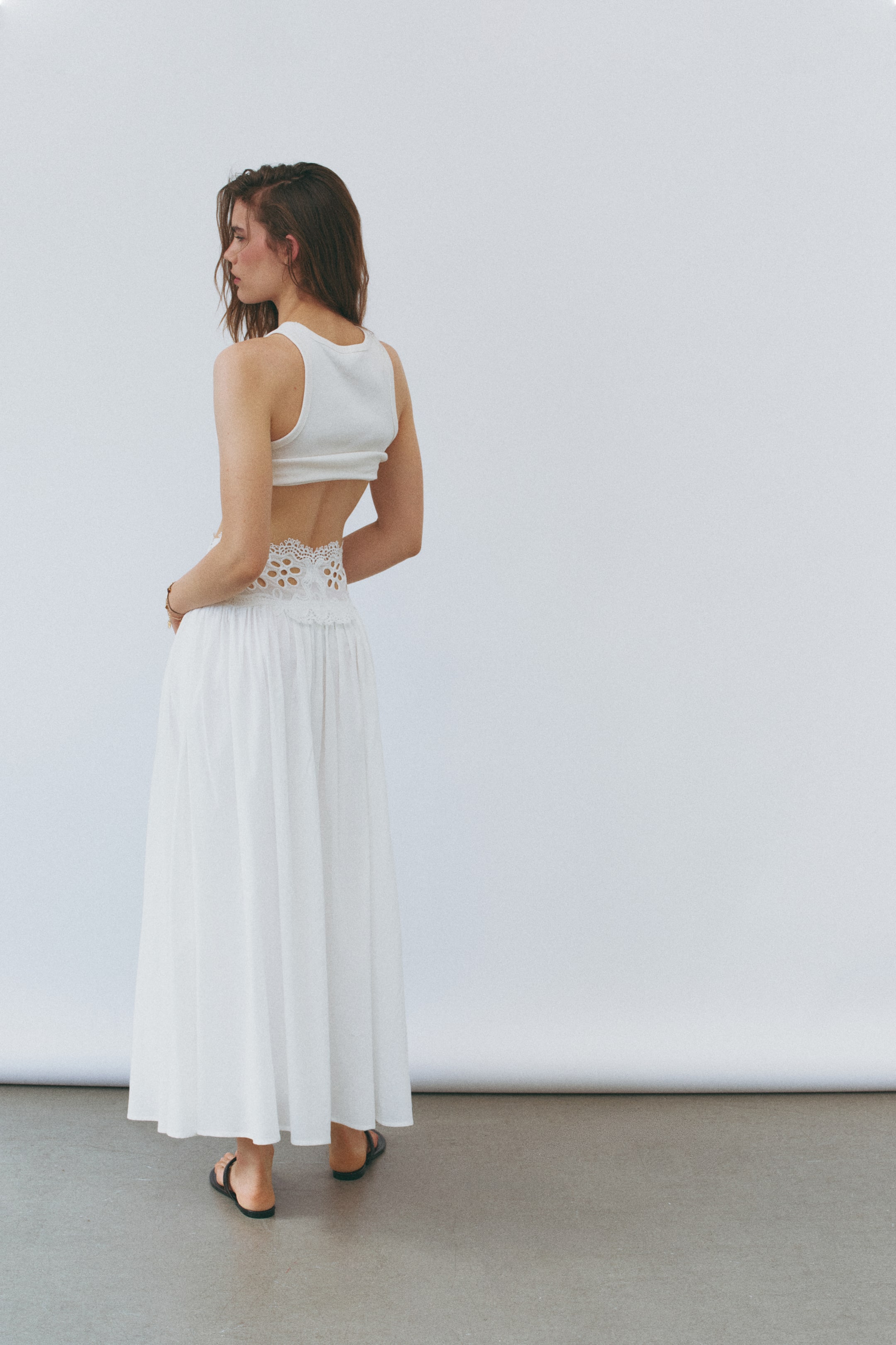 Lace-Detail Cotton Skirt