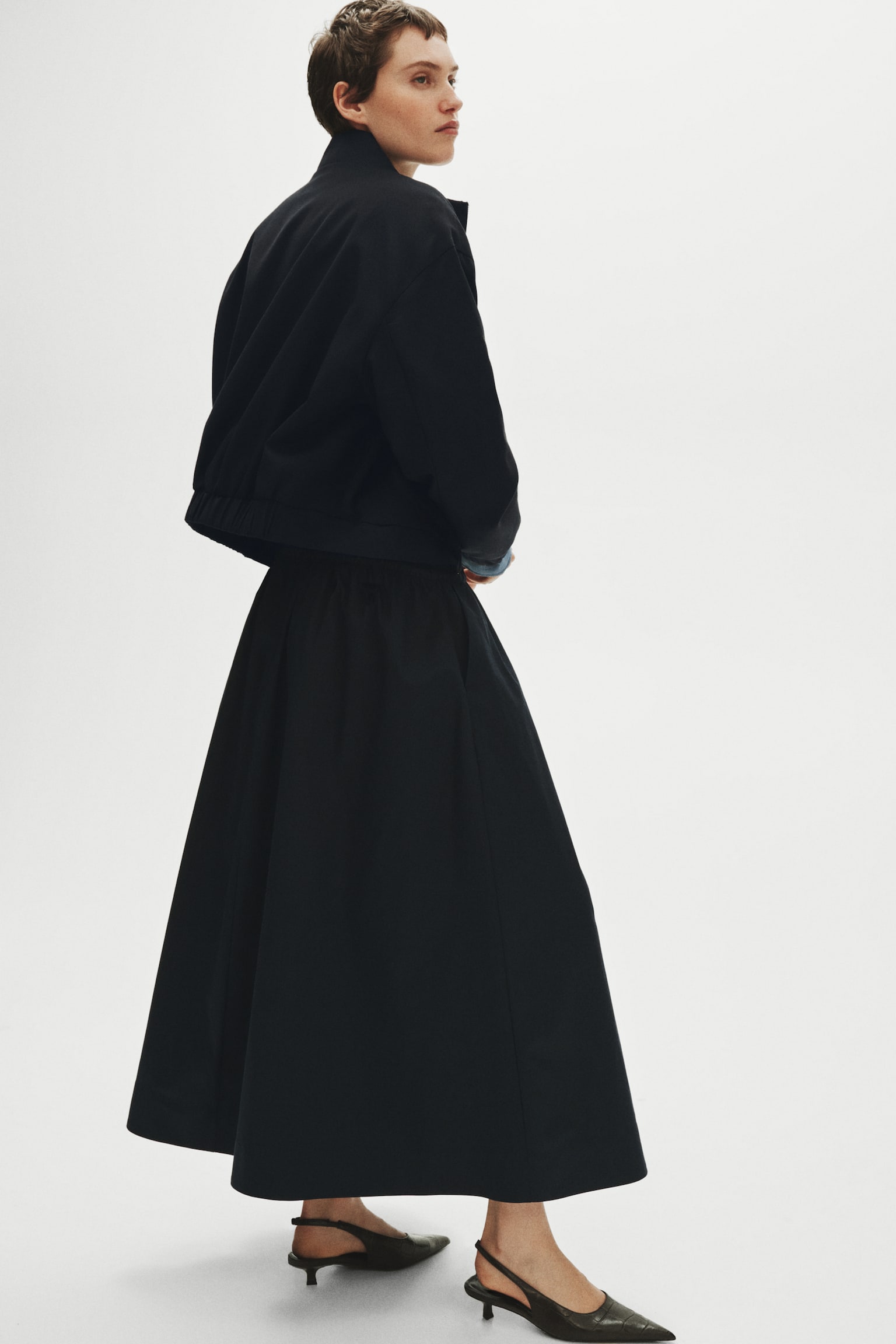 Cotton drawstring skirt - Navy blue - 5