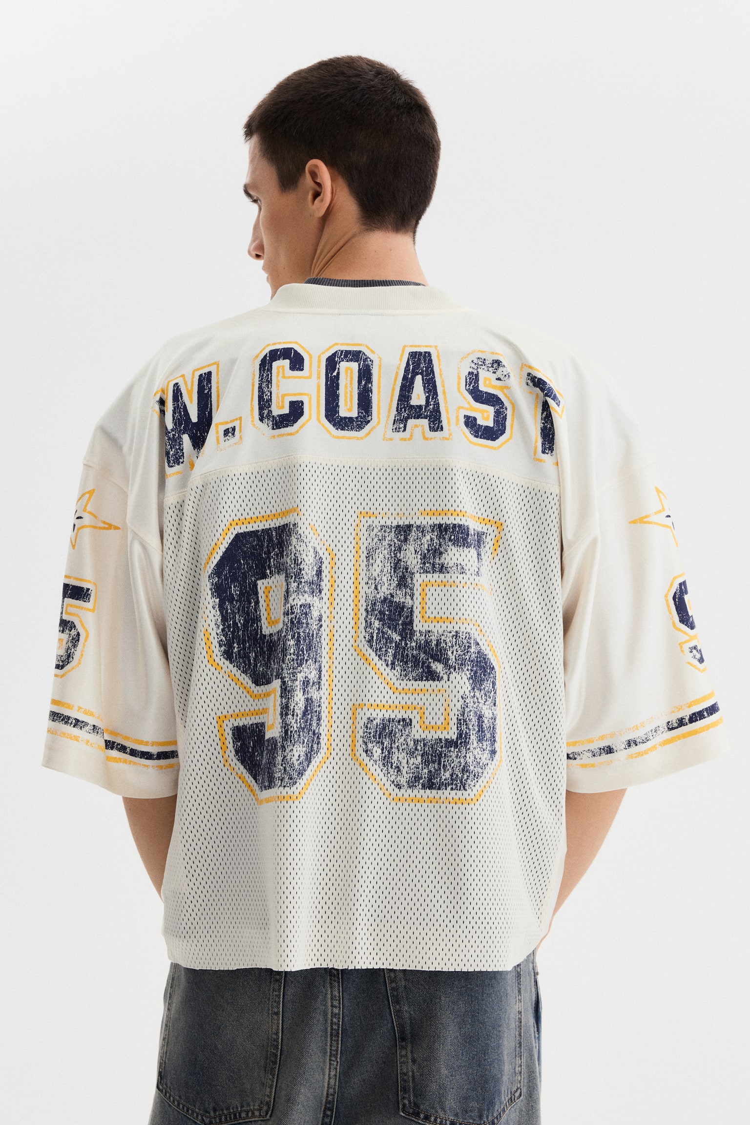 Playera Oversized Fit en malla con diseño - Blanco/W. Coast 95/Negro/22/Blanco/22/Azul oscuro/W. Coast 95 - 8