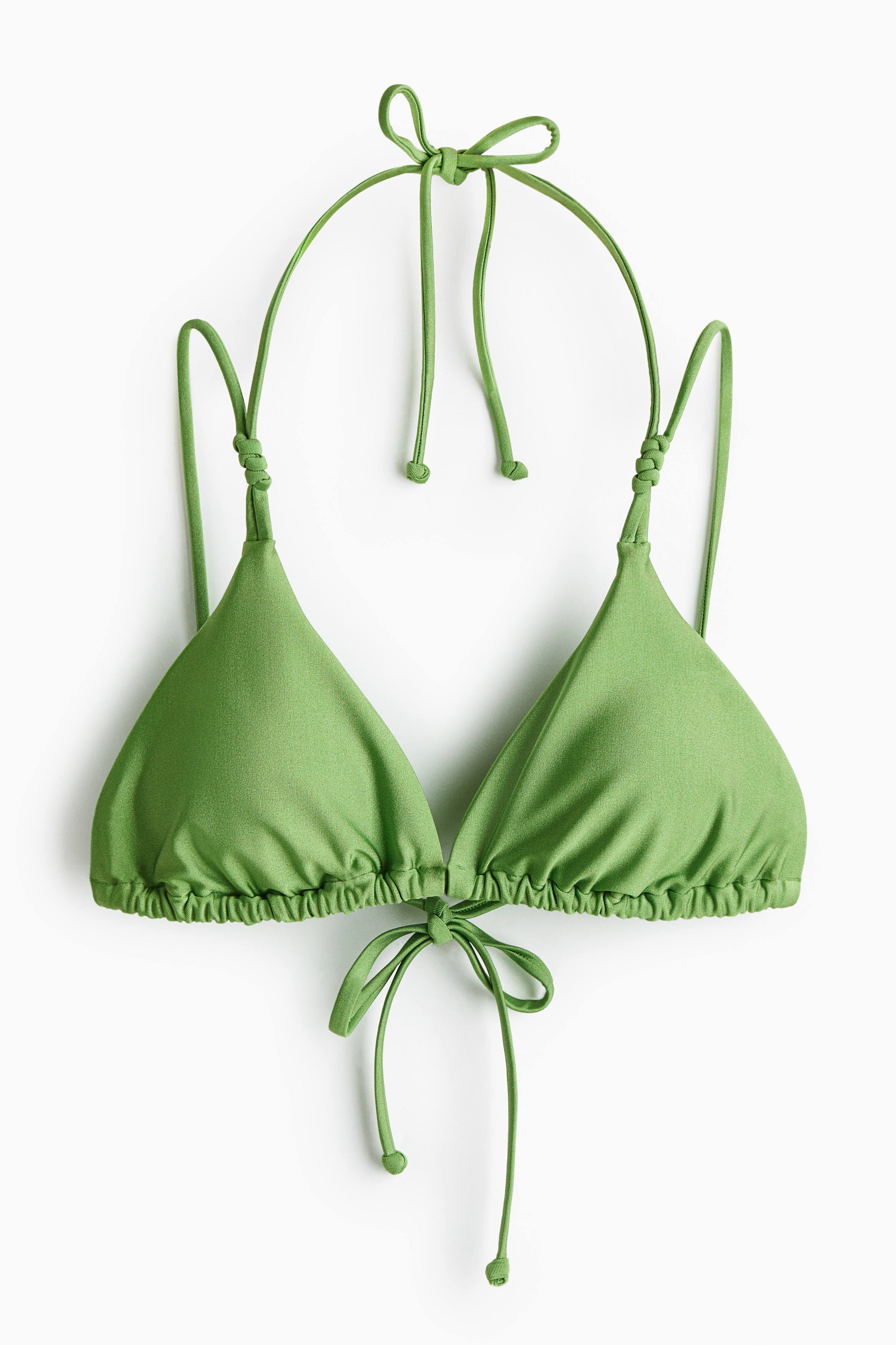 Top bikini a triangolo imbottito - Verde/Verde scuro/righe/Beige chiaro/leopardato