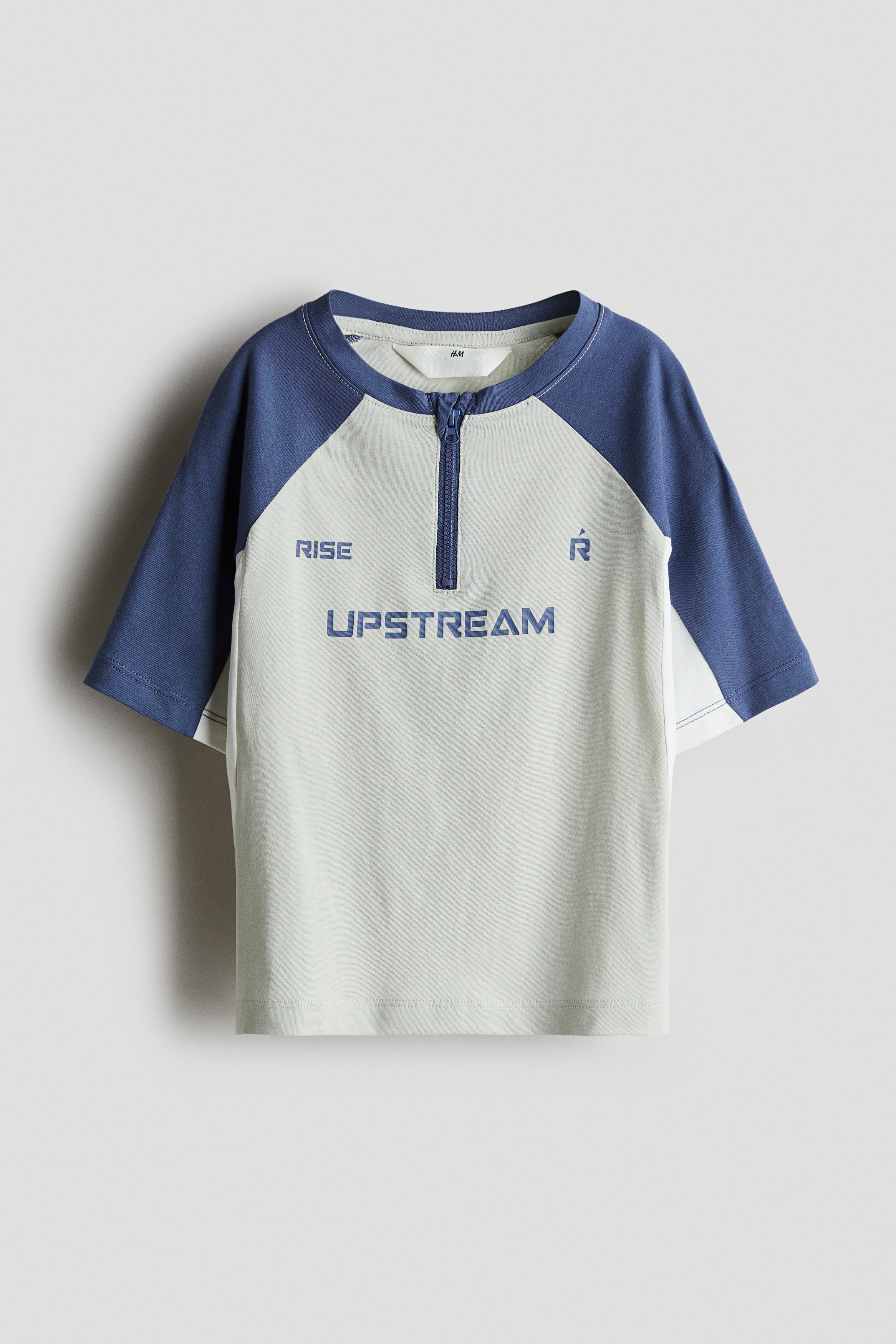 Zip-top T-shirt - Cream/Blue/White/Light grey