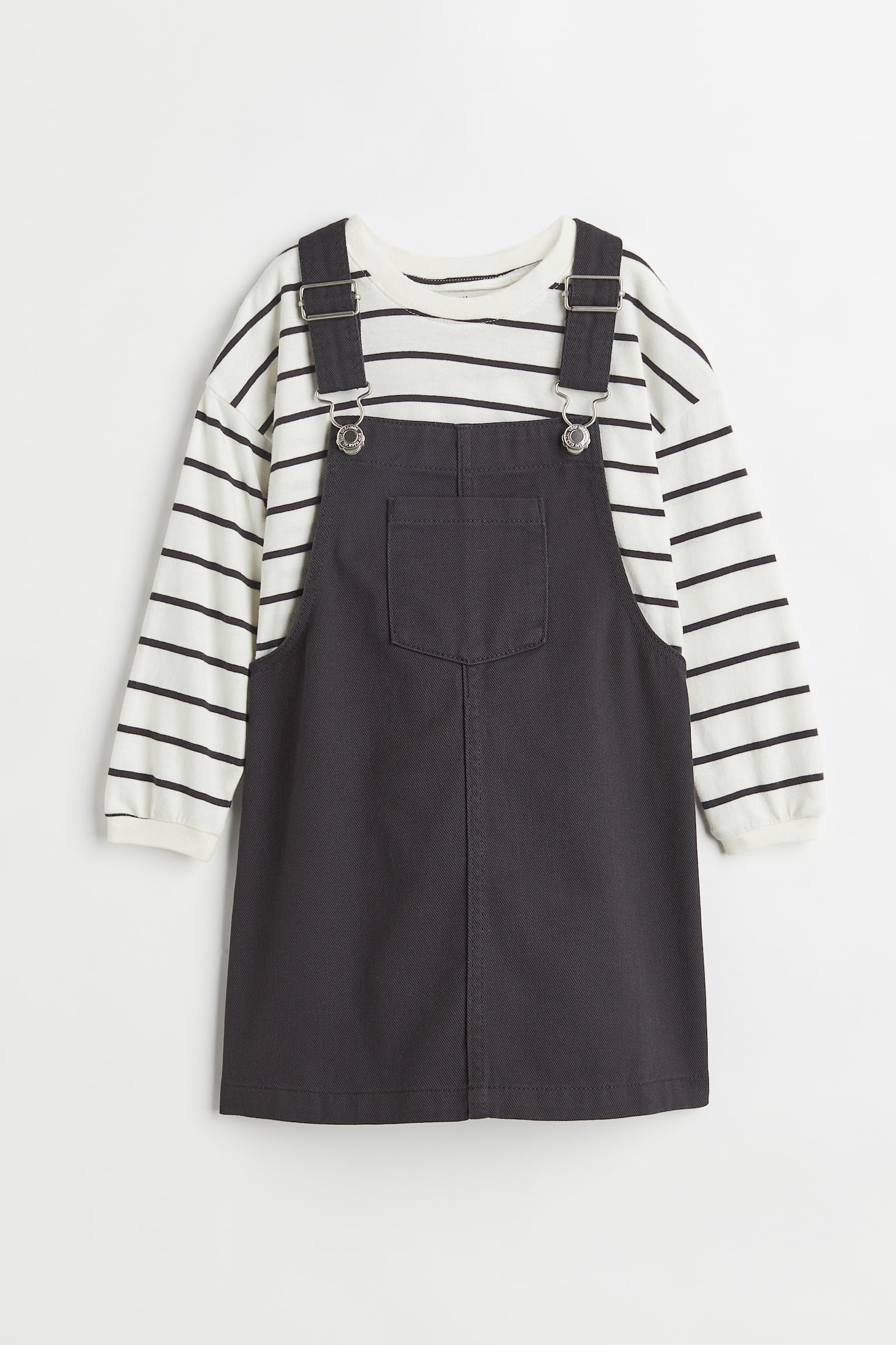 2-piece Cotton Set - Dark grey/Stripe - 1