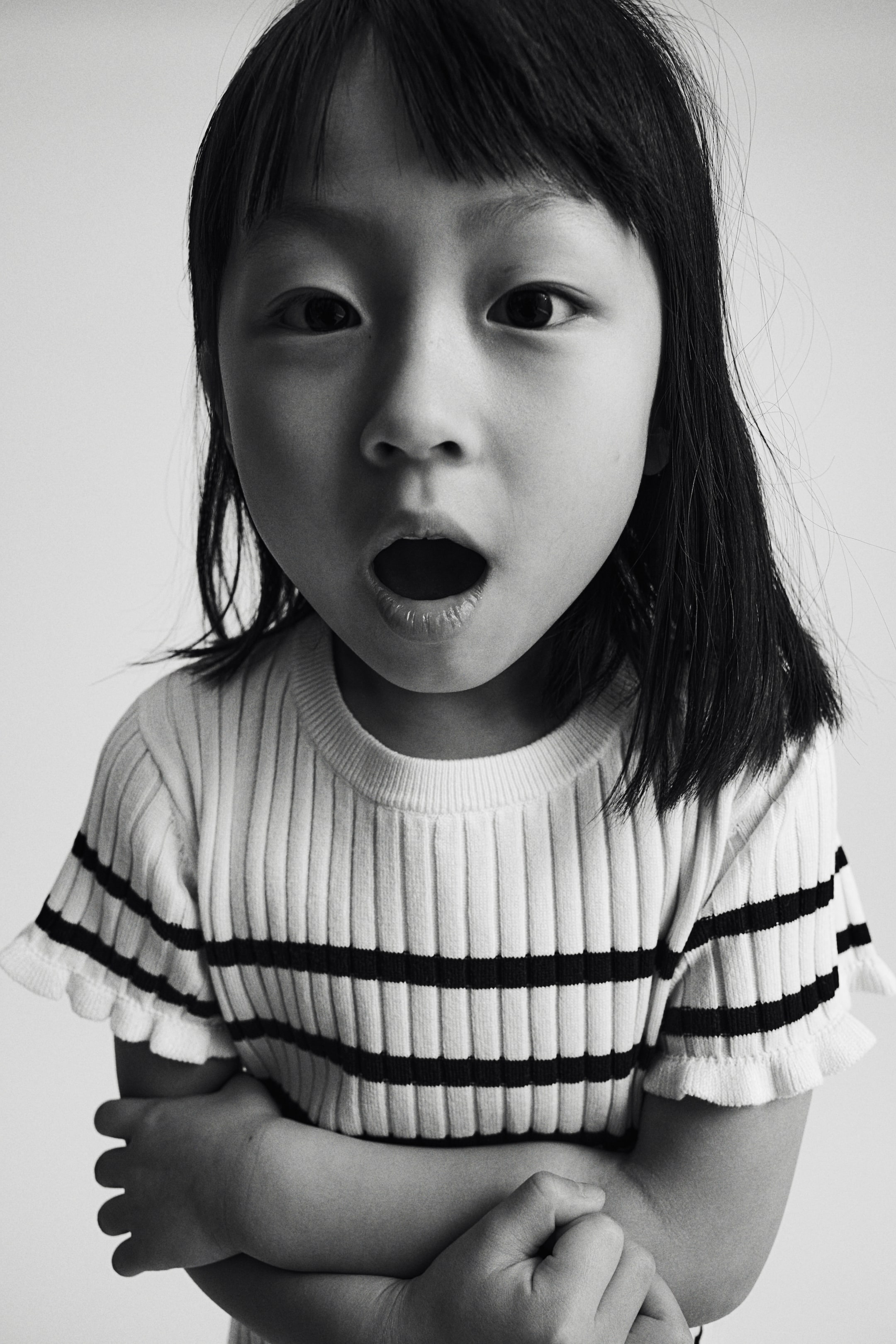 Rib-knit Top - Cream/black striped - Kids | H&M US