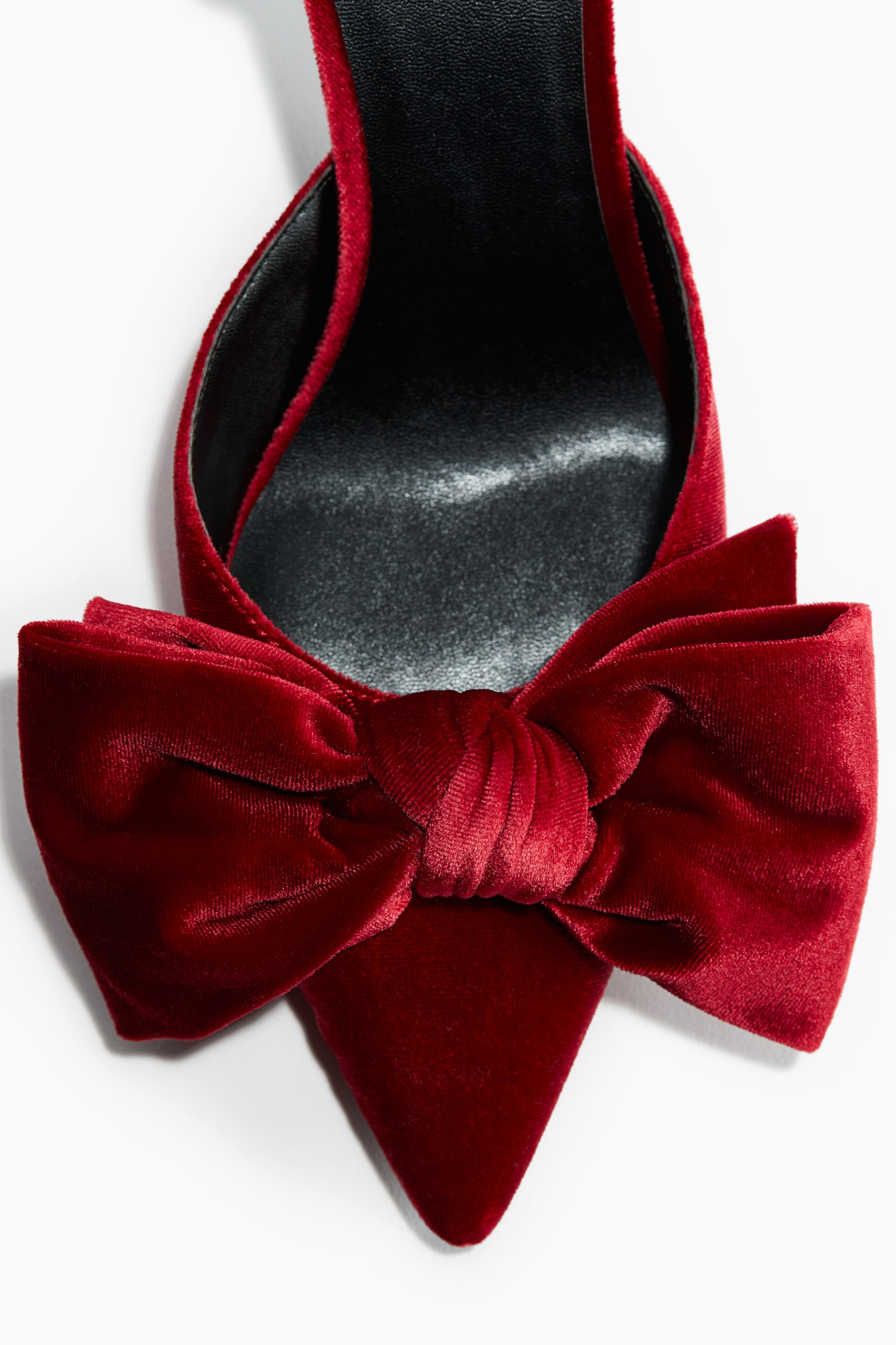 Bow-Detail Velour Pumps - Dark red/Black - 3