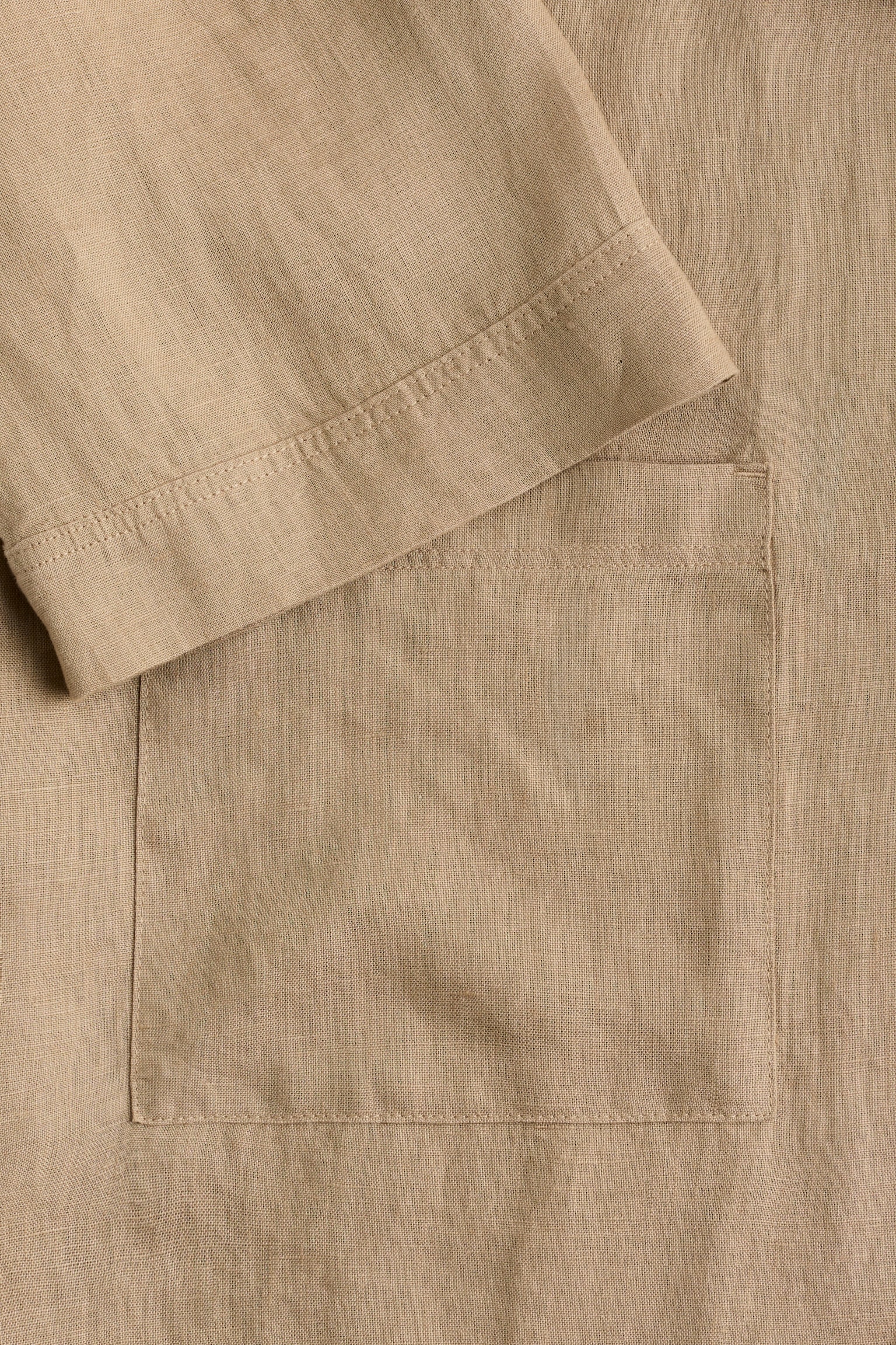Washed linen dressing gown - Beige/Black/Light beige - 3