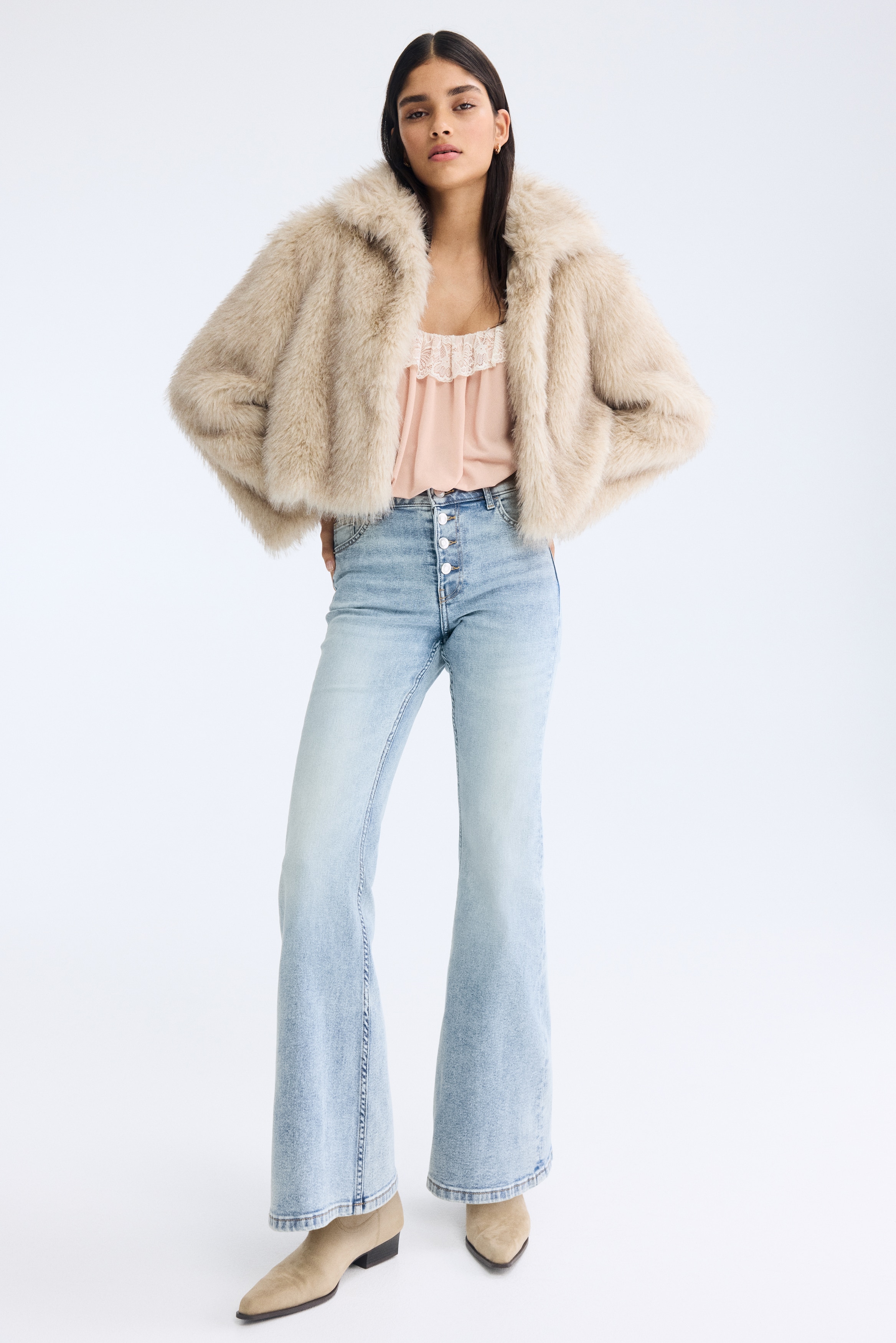 Flared High Jeans - Bleu denim clair/Bleu denim foncé/Bleu denim