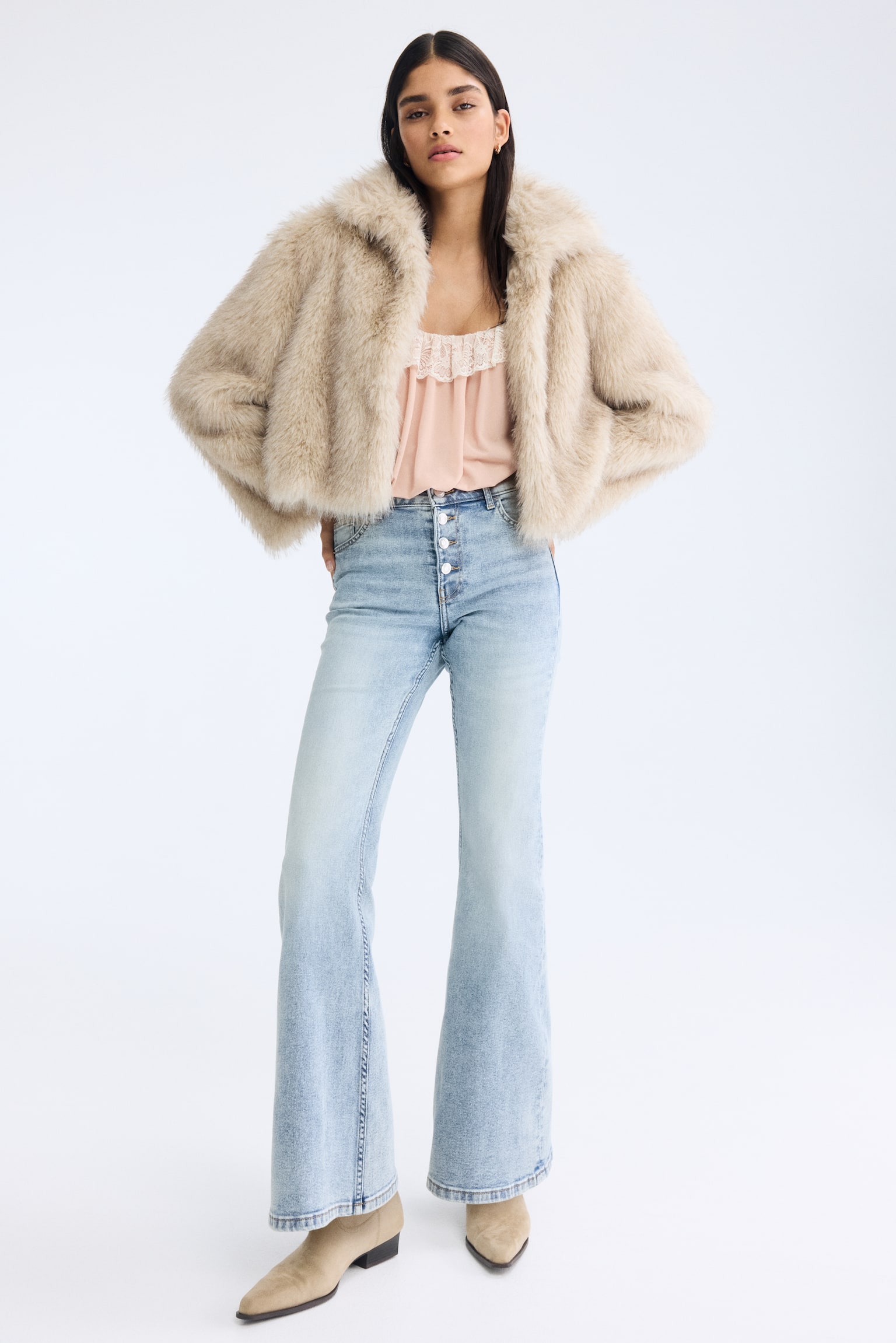 하이웨이스트 플레어 진 - 라이트 데님 블루/다크 데님 블루/데님 블루 - 1