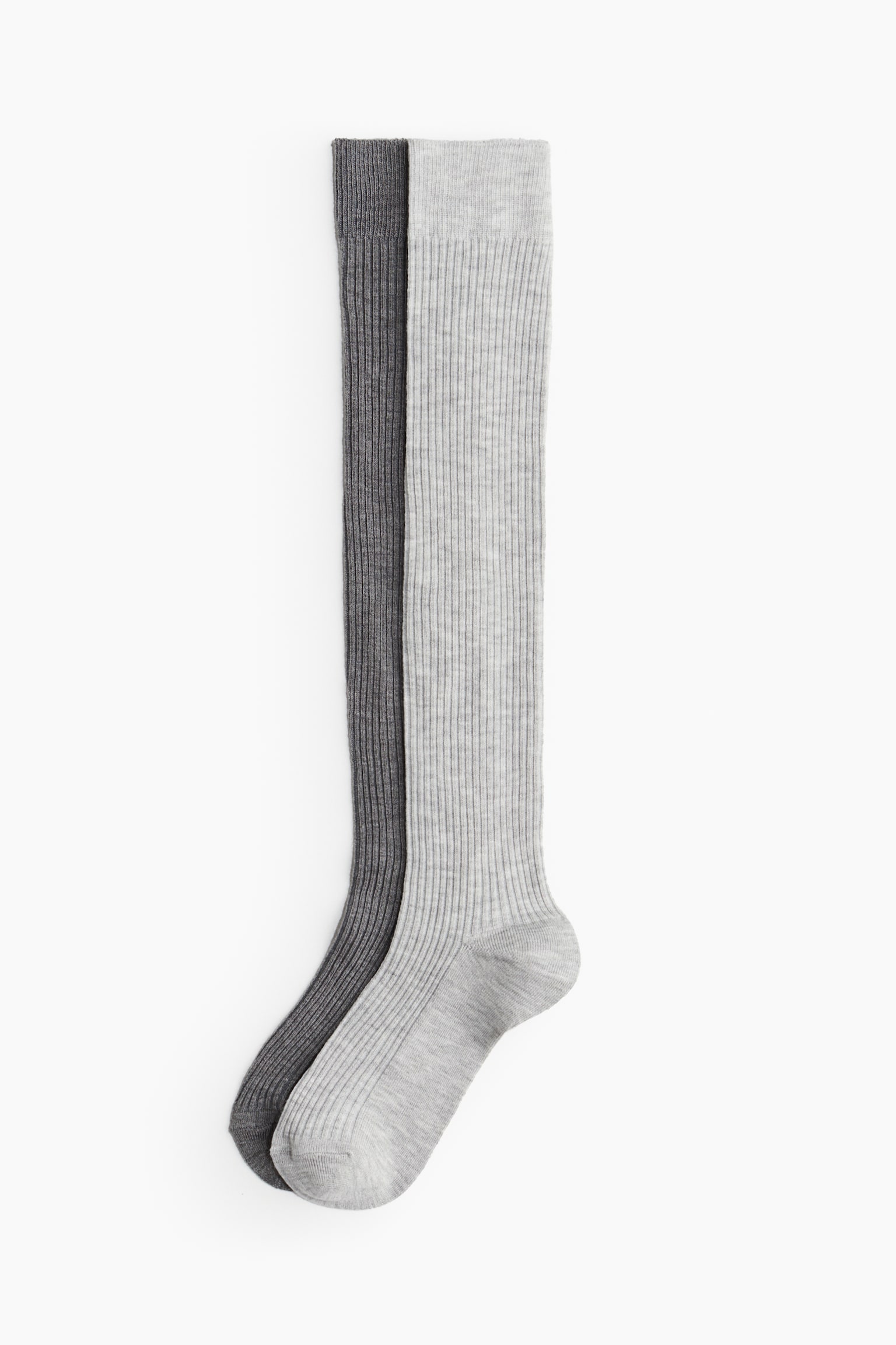 2-pack knee-high socks - Light grey marl/Dark grey marl/Black/Light beige/Dark brown - 2