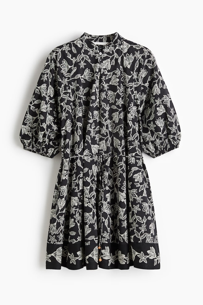 Robe avec ceinture à nouer - Noir/fleuri/Blanc/citrons/Blanc/fleuri - 1