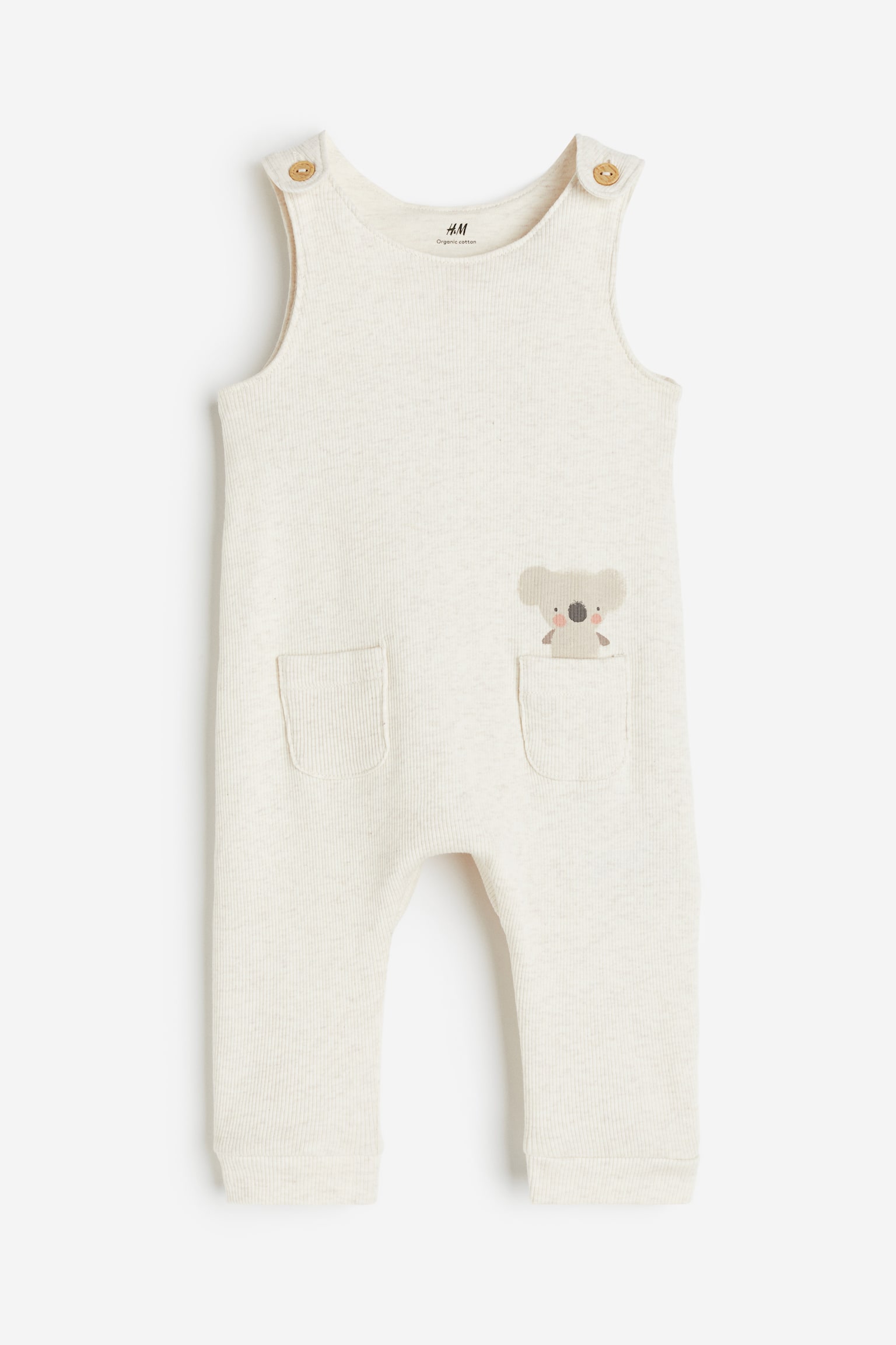 Rib Cotton Dungarees - Light beige marle/Natural white/Hippo/Navy blue/White/Floral/Natural white/Animals - 1