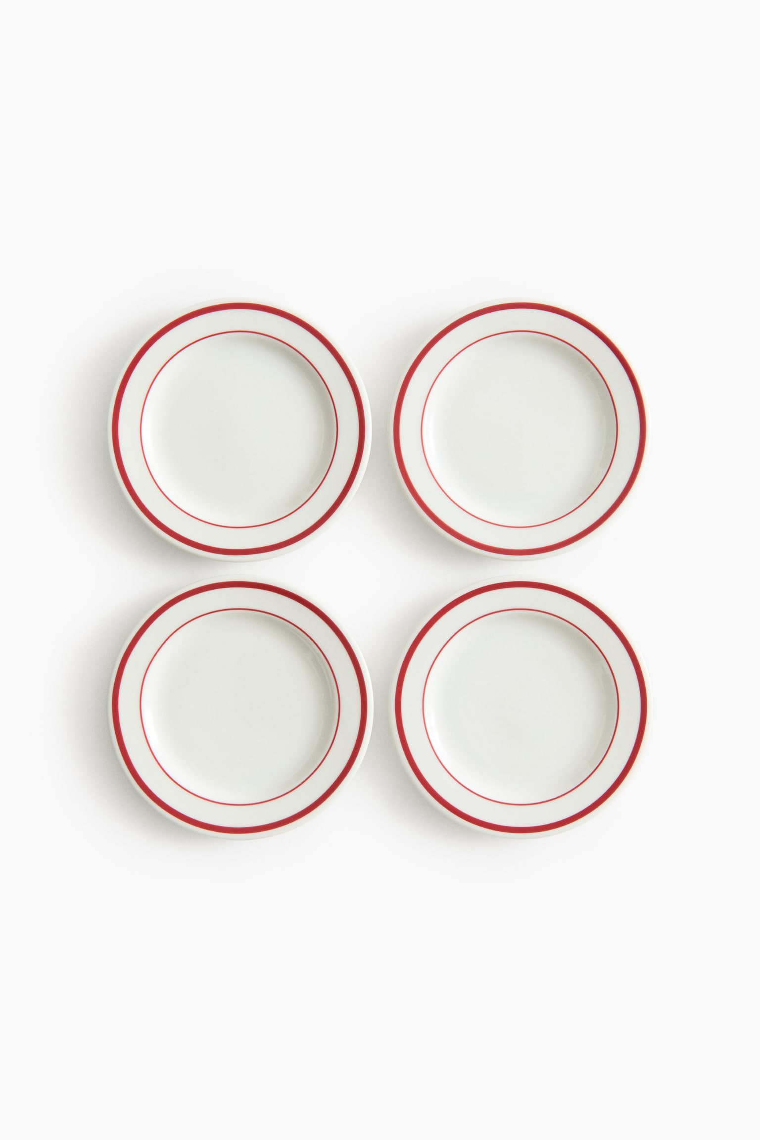 Pack de 4 platos de porcelana para el pan - Blanco/Rojo/Blanco/Negro