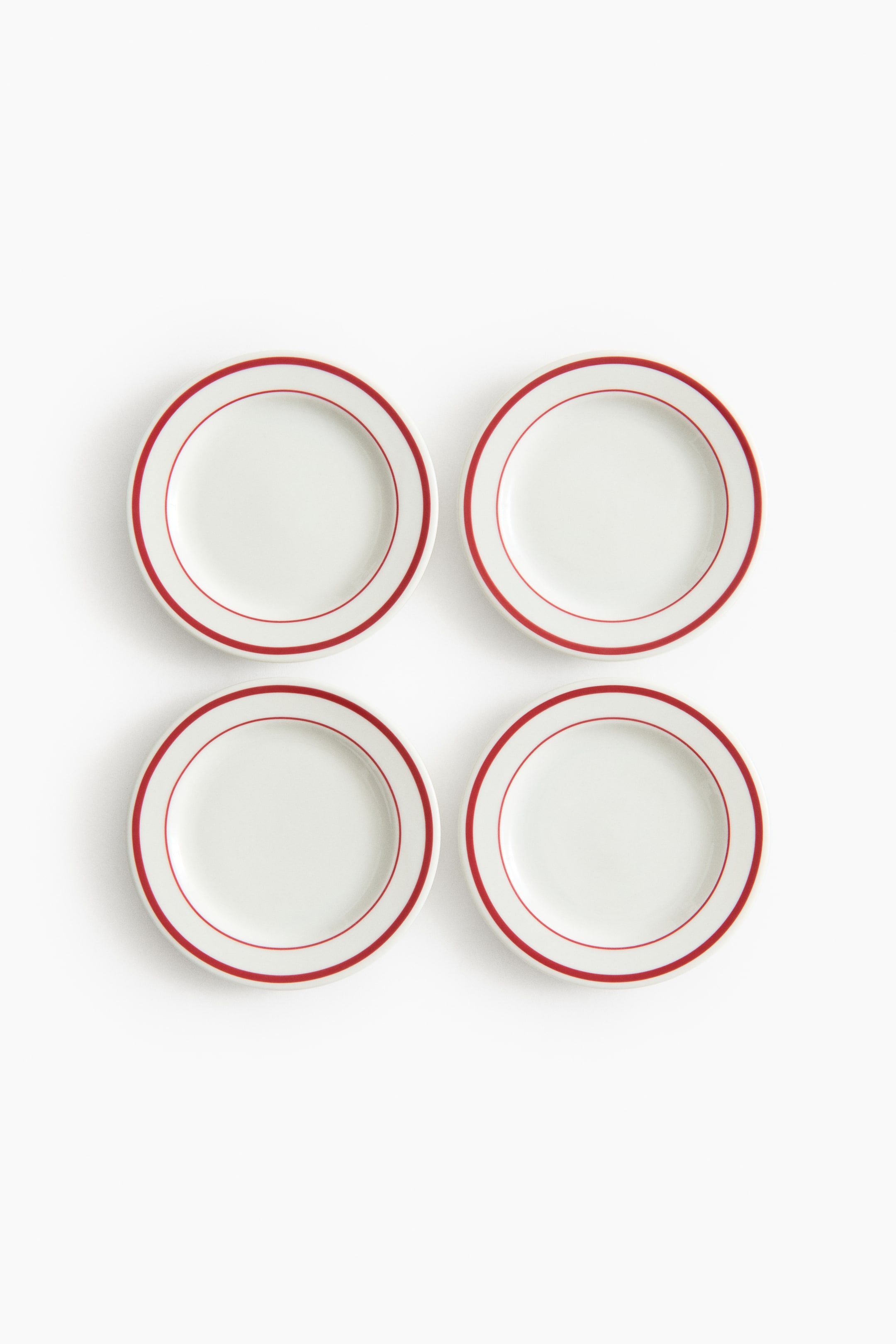 Ver imagen más grande: Pack de 4 platos de porcelana para el pan - Blanco/Rojo - HOME | H&M ES 1