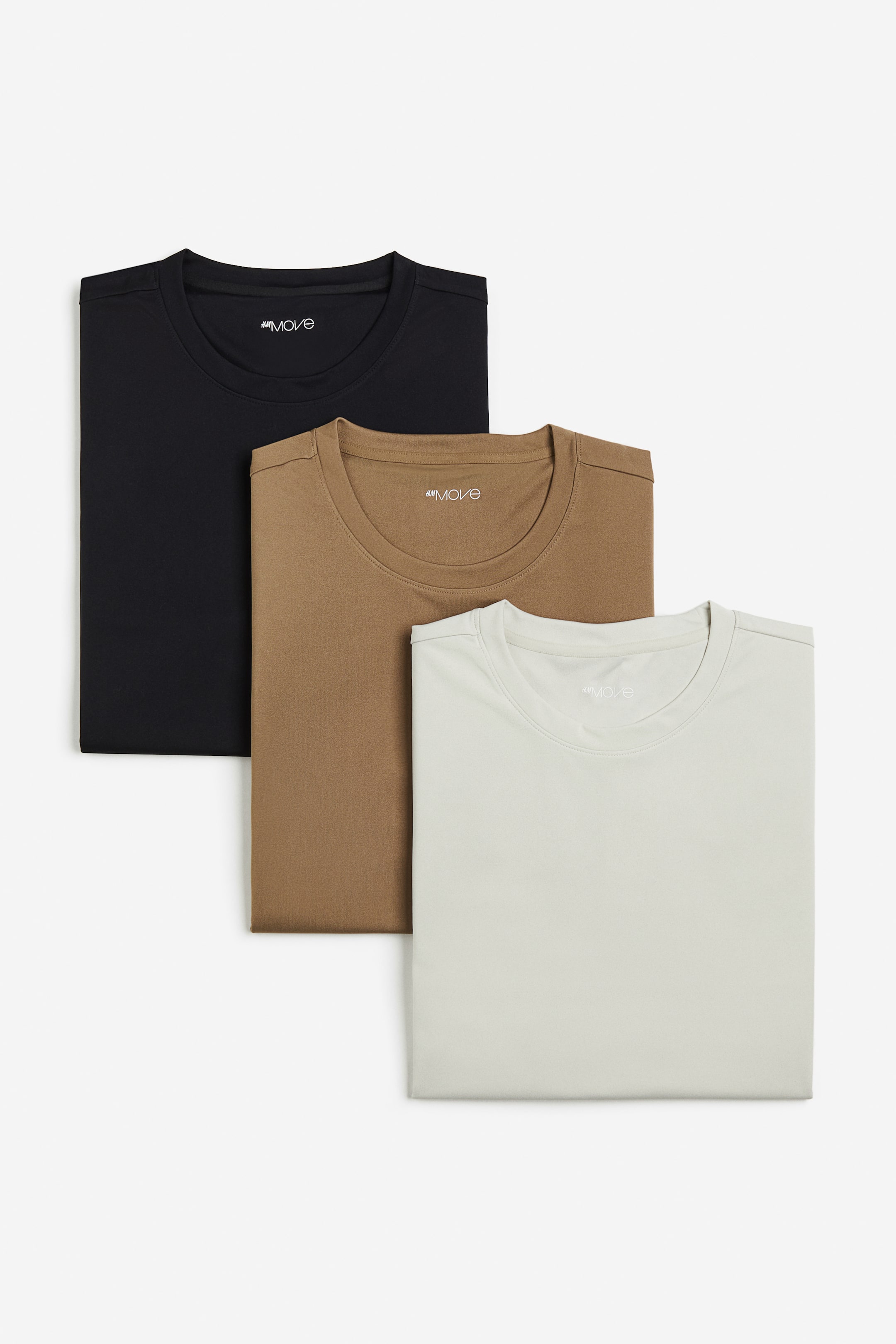 View larger image: 3-pack Regular Fit sports tops with DryMove™ - Brown/Light greige/Black - Men | H&M IN 1