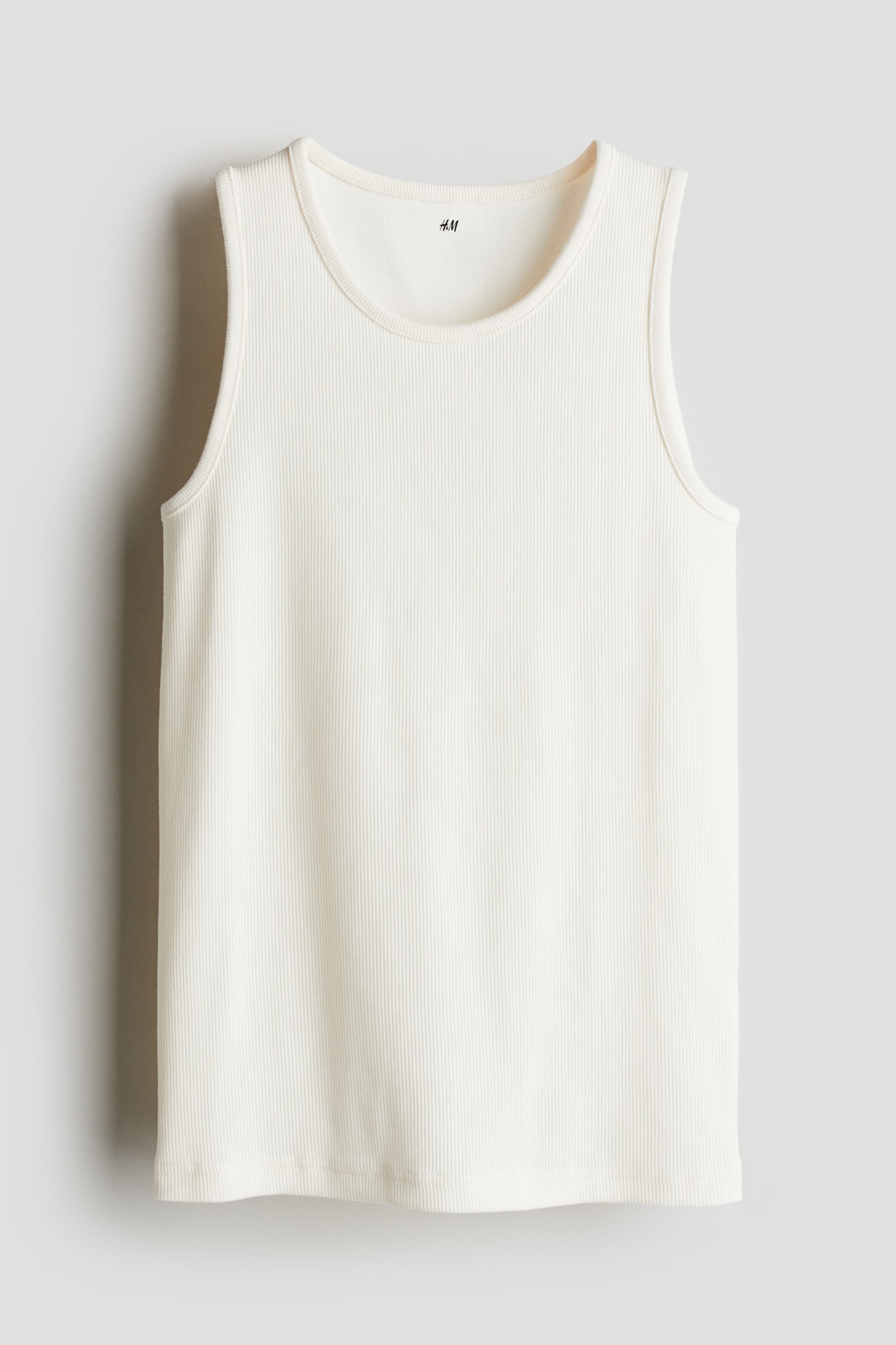 Ribbed vest top - White/Grey - 1