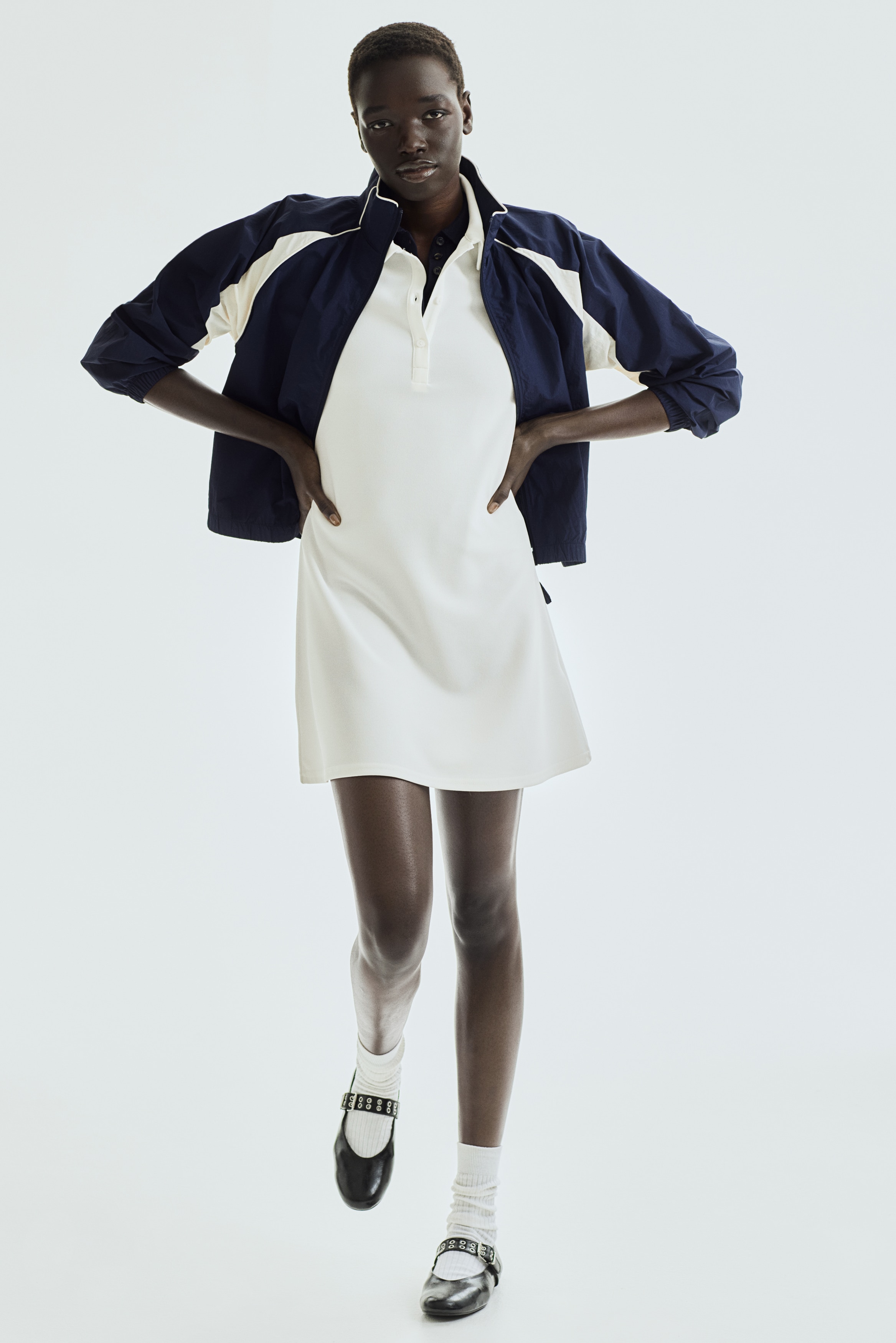 HERG1 ホワイト ポロワンピース　サイズ１ HERG1 ホワイト ポロワンピース サイズ1