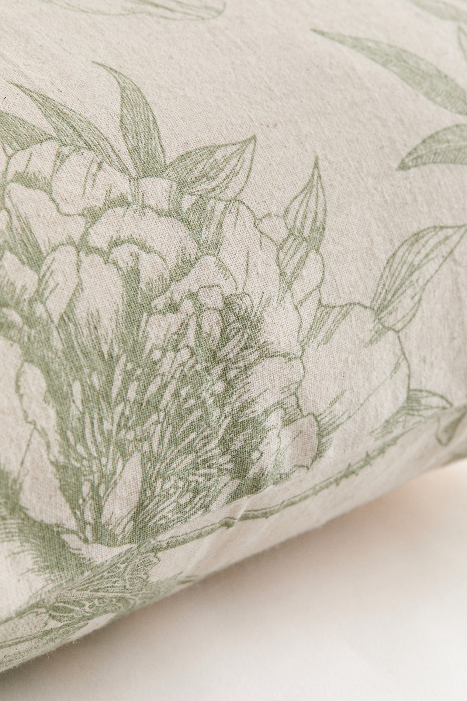 Housse de coussin en lin mélangé - Beige clair/fleuri - 4