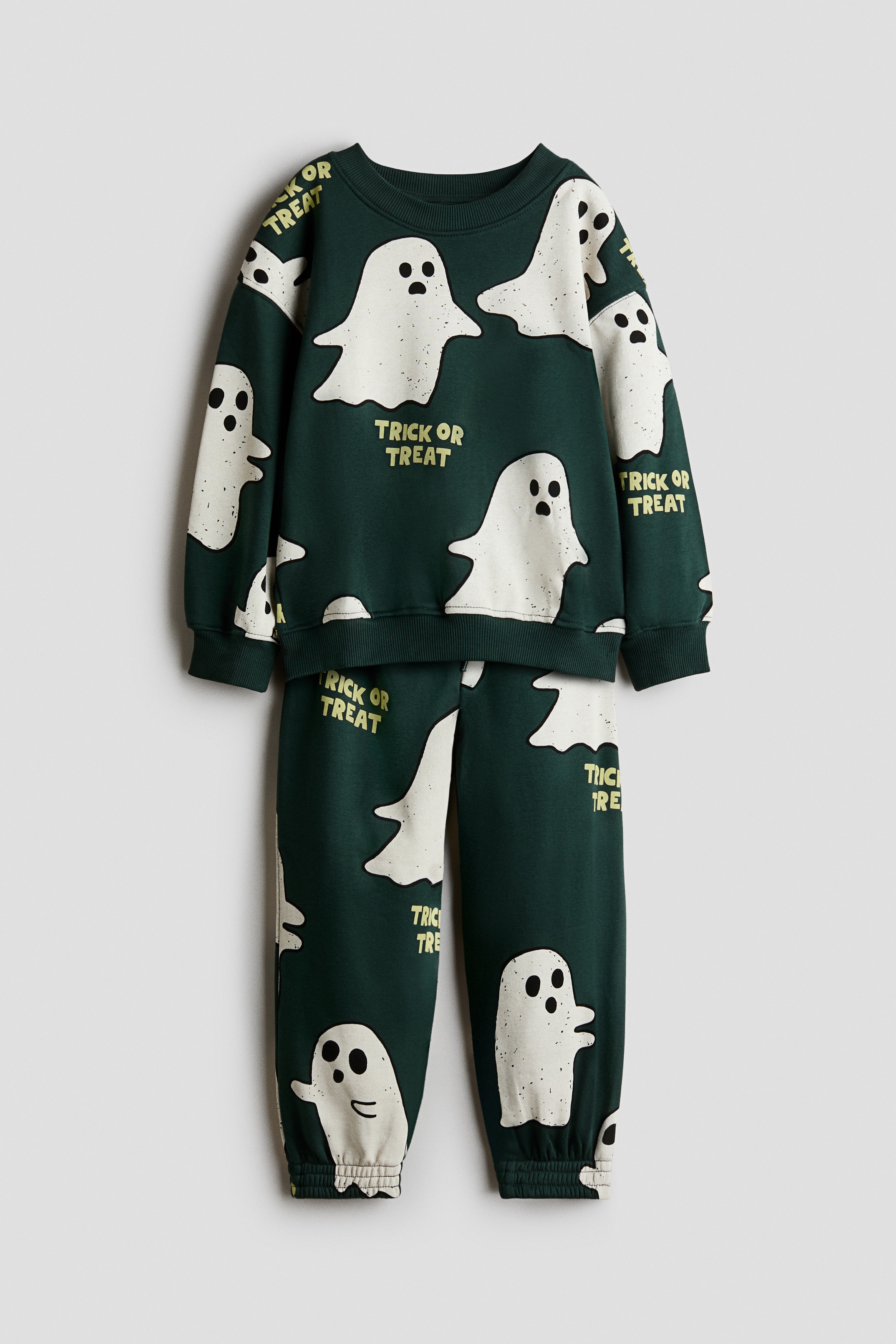 2-Piece Printed Sweatshirt and Joggers Set - Dark green/ghosts